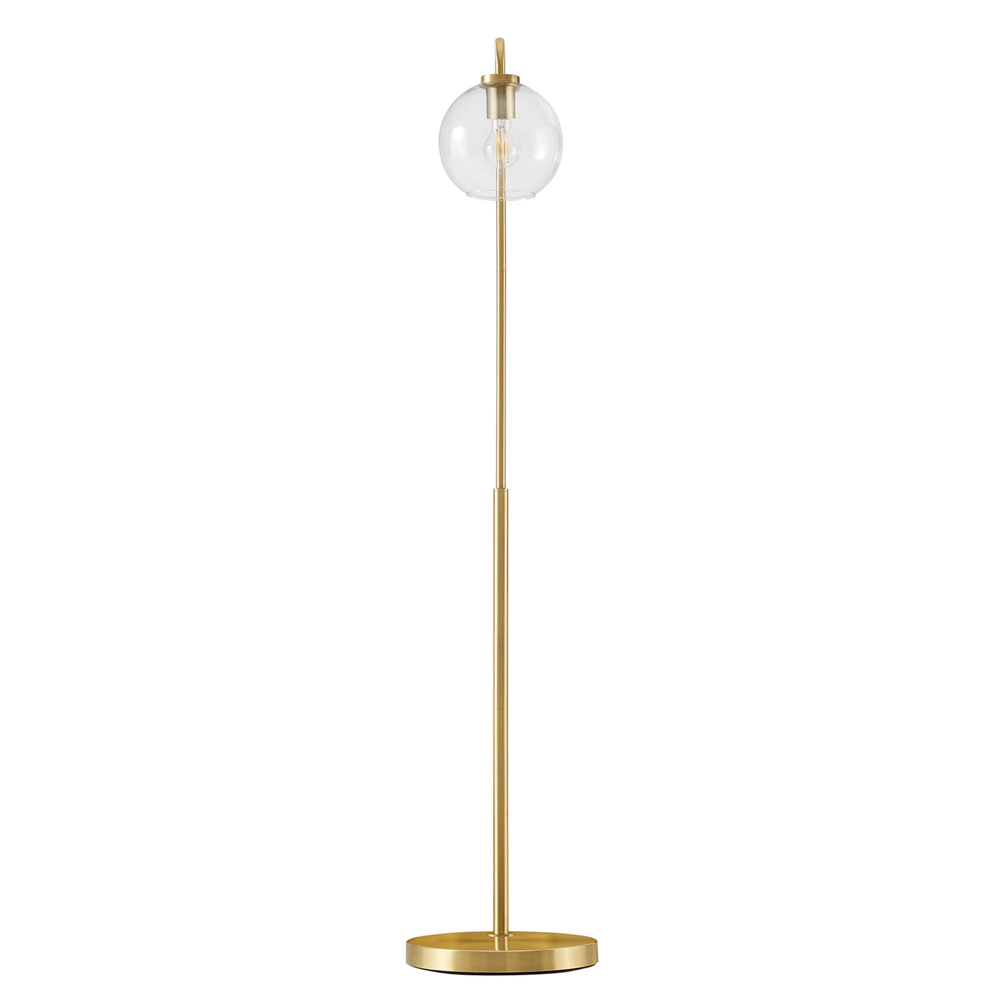 Silo Glass Globe Glass and Metal Floor Lamp, Satin Brass