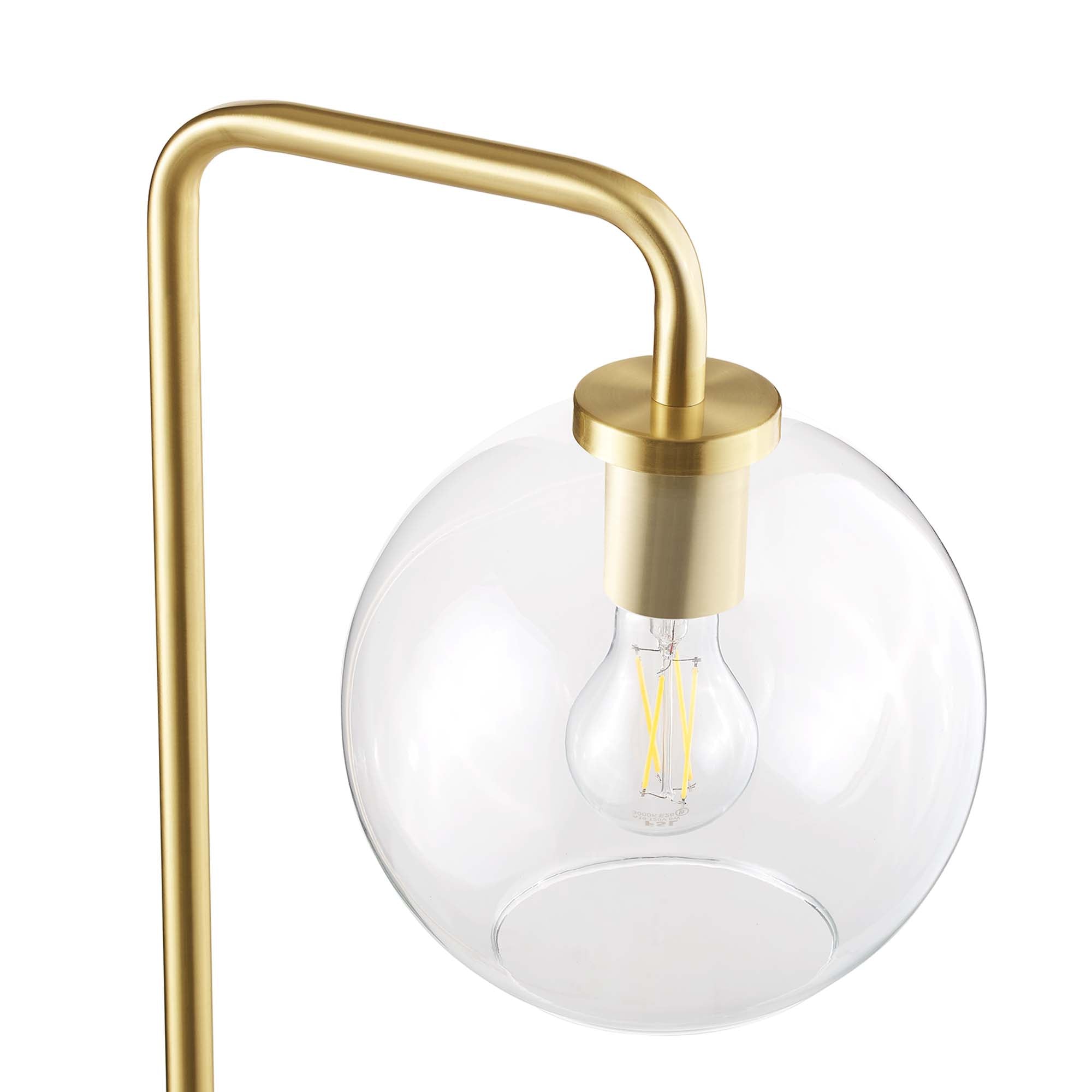 Silo Glass Globe Glass and Metal Floor Lamp, Satin Brass