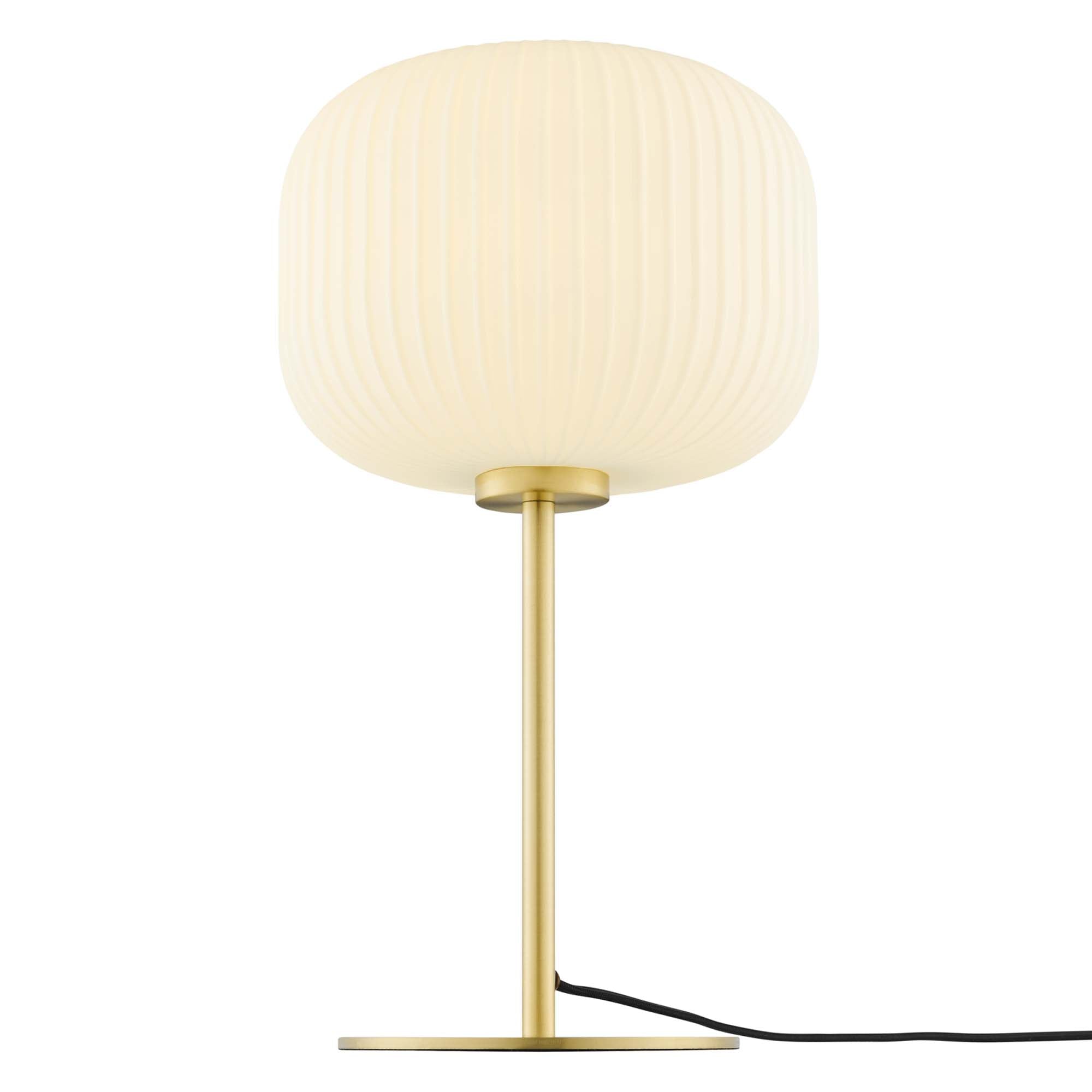 Reprise Glass Sphere Glass and Metal Table Lamp, White Satin Brass