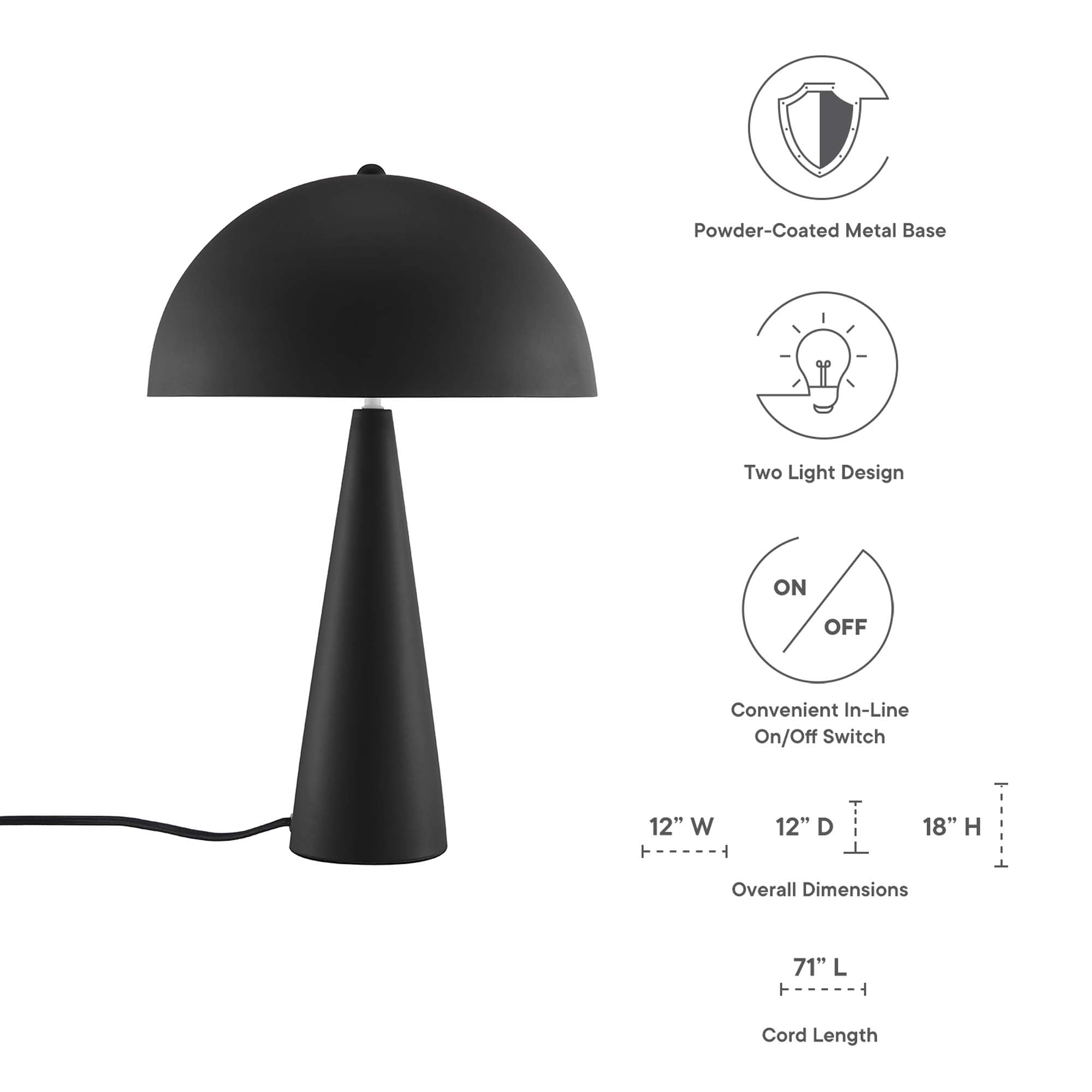 Selena Metal Table Lamp, Black
