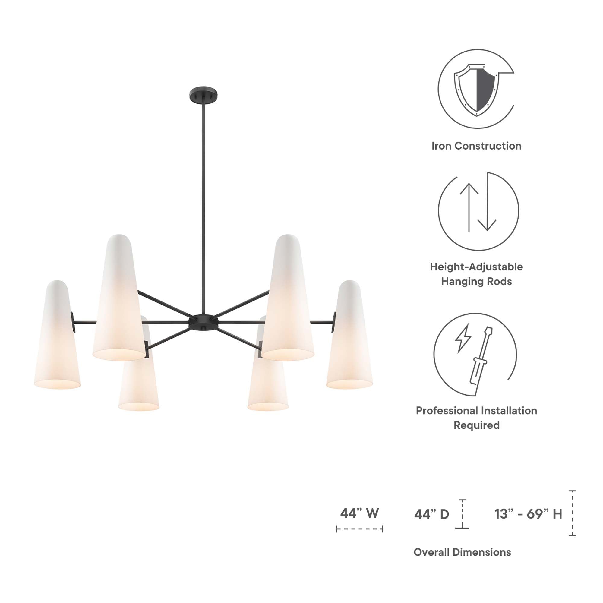 Beacon 6-Light Chandelier, Opal Black