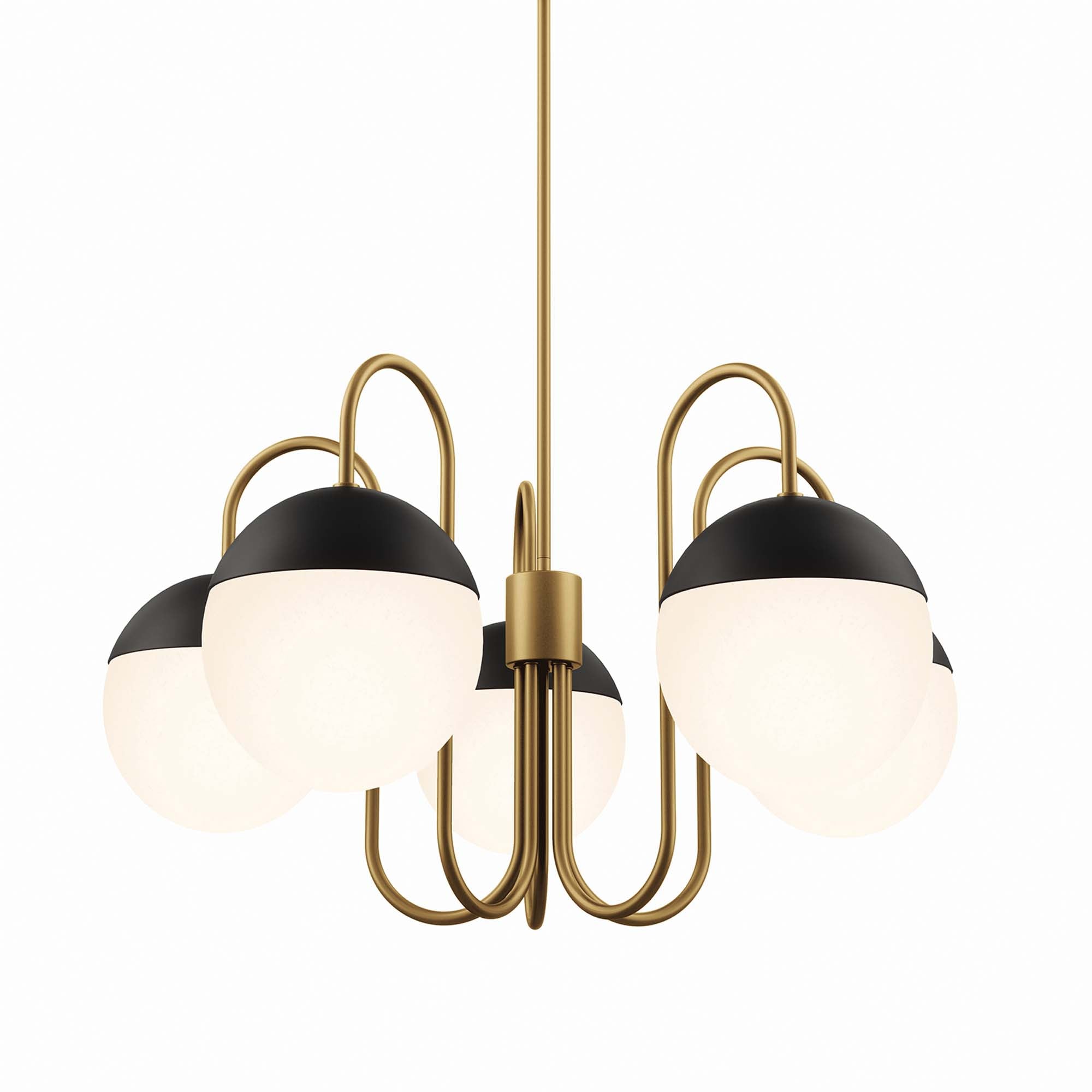 Stellar 5-Light Chandelier, Opal Satin Brass