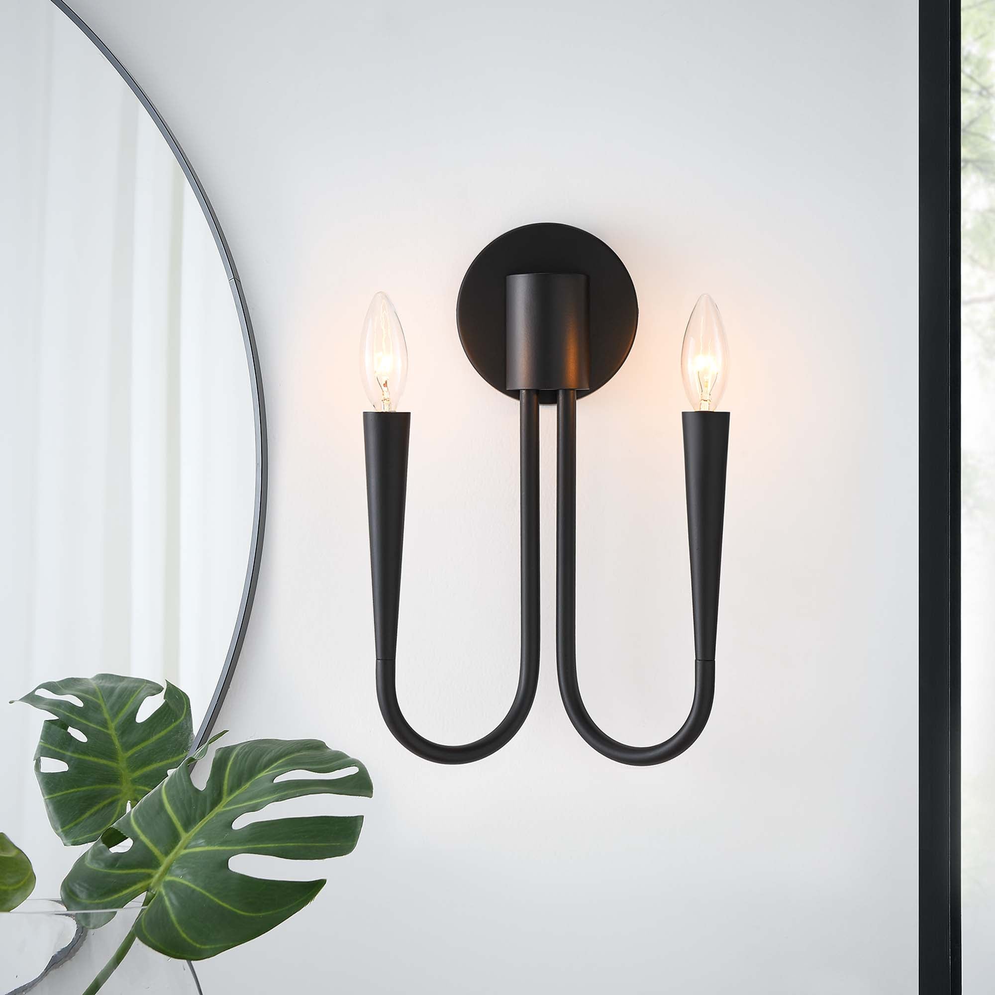 Penrose 2-Light Wall Sconce, Black