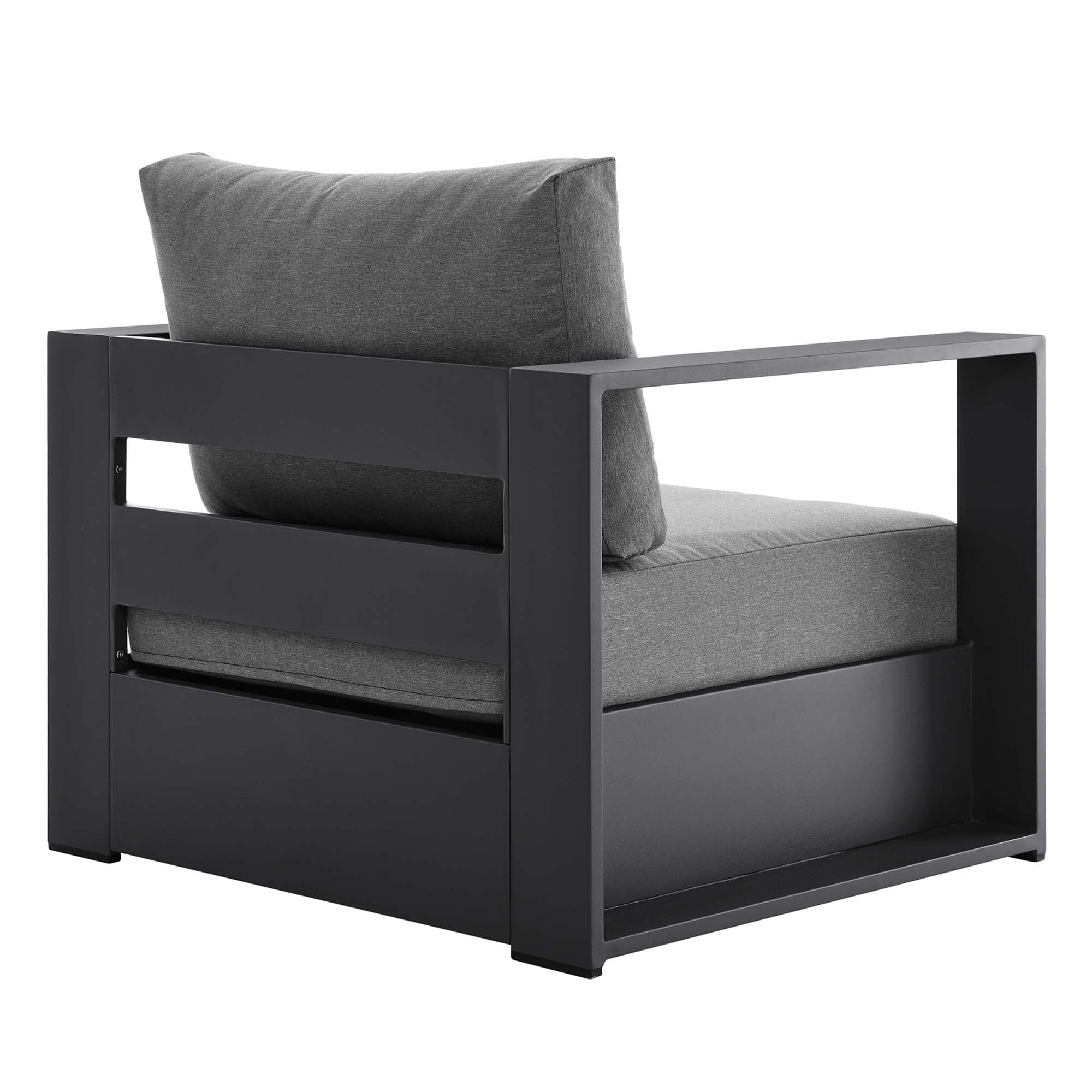 Tahoe Outdoor Patio Powder-Coated Aluminum Armchair, Gray Charcoal