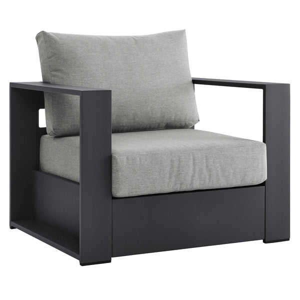 Tahoe Outdoor Patio Powder-Coated Aluminum Armchair, Gray Gray