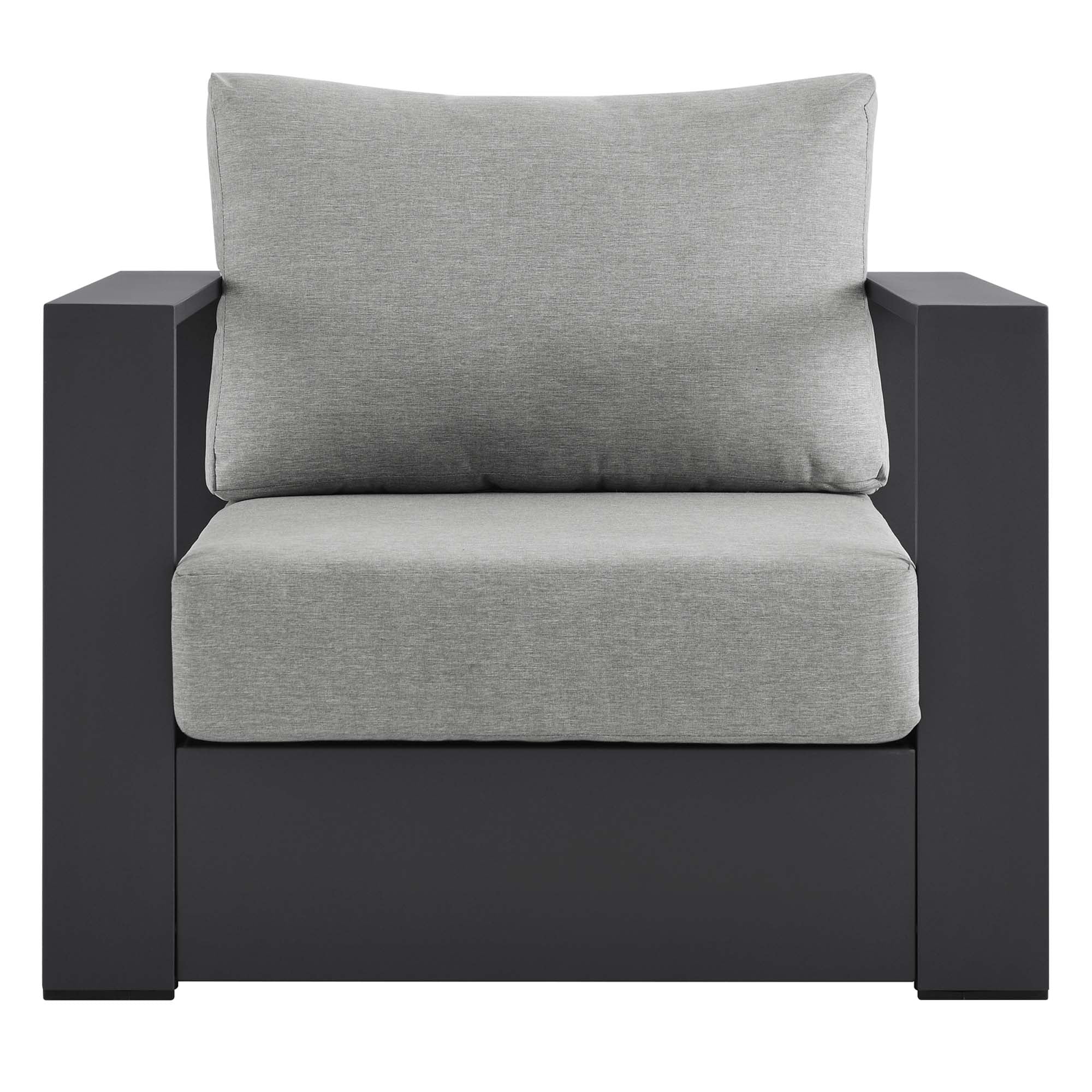 Tahoe Outdoor Patio Powder-Coated Aluminum Armchair, Gray Gray