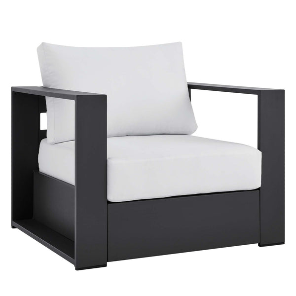 Tahoe Outdoor Patio Powder-Coated Aluminum Armchair, Gray White