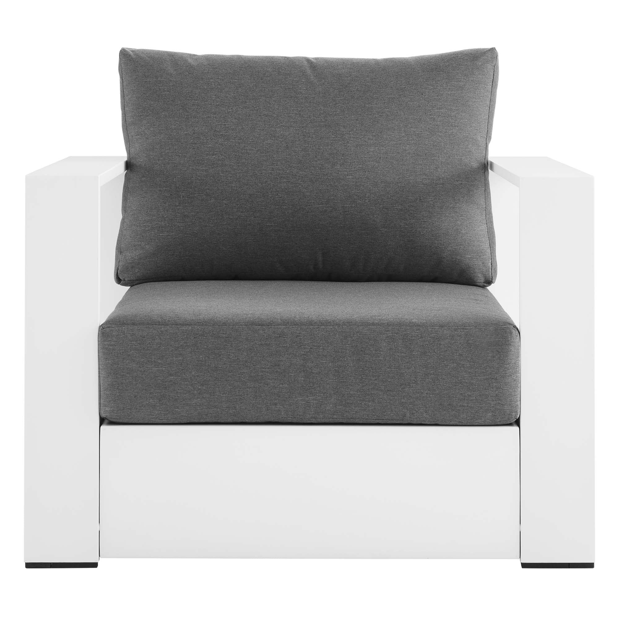 Tahoe Outdoor Patio Powder-Coated Aluminum Armchair, White Charcoal