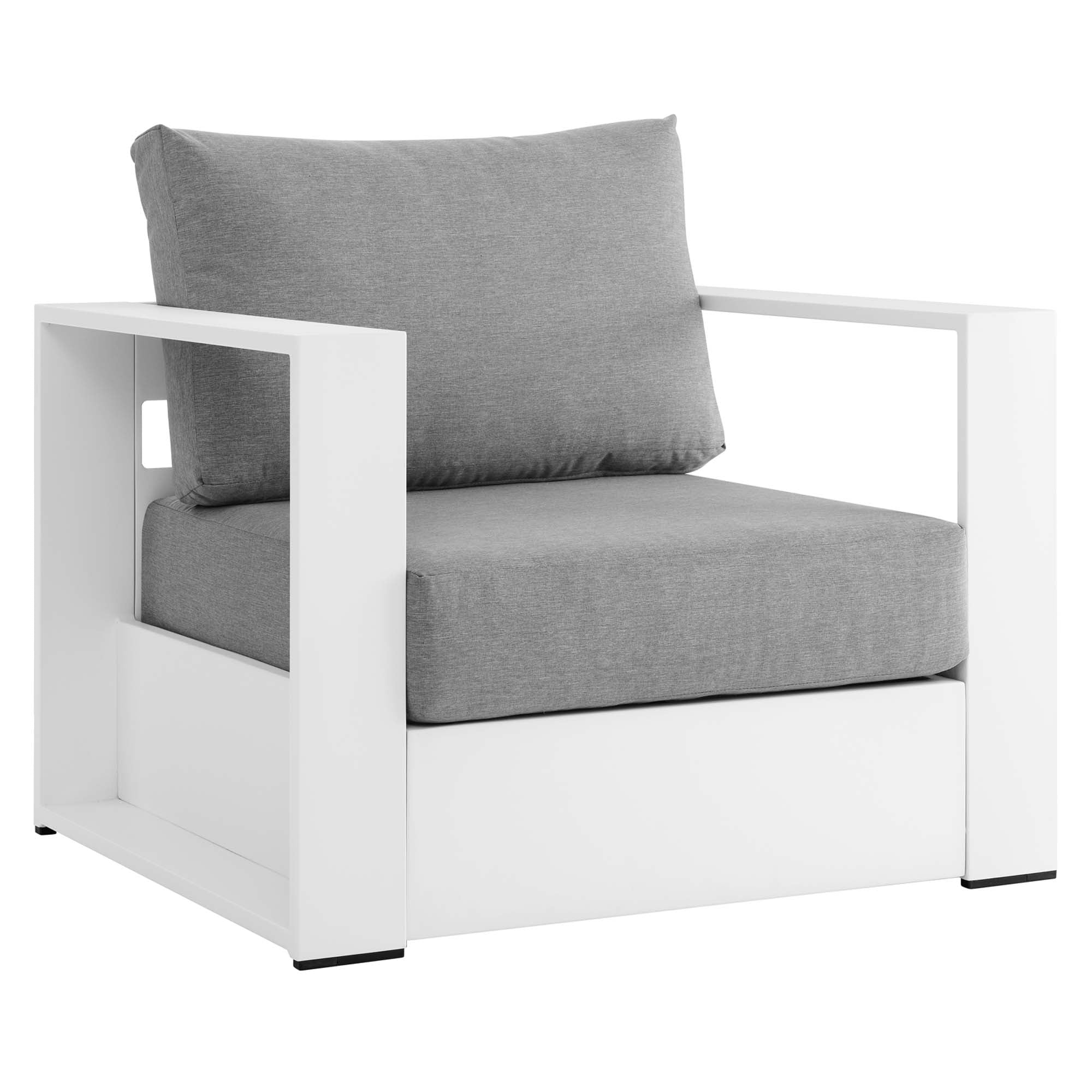 Tahoe Outdoor Patio Powder-Coated Aluminum Armchair, White Gray