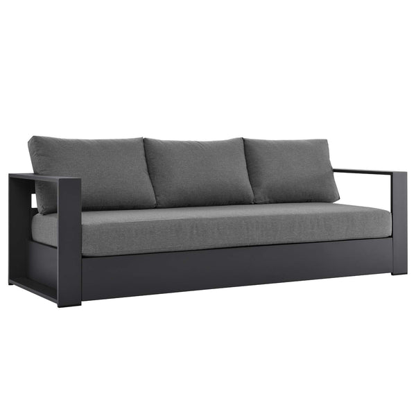 Tahoe Outdoor Patio Powder-Coated Aluminum Sofa, Gray Charcoal