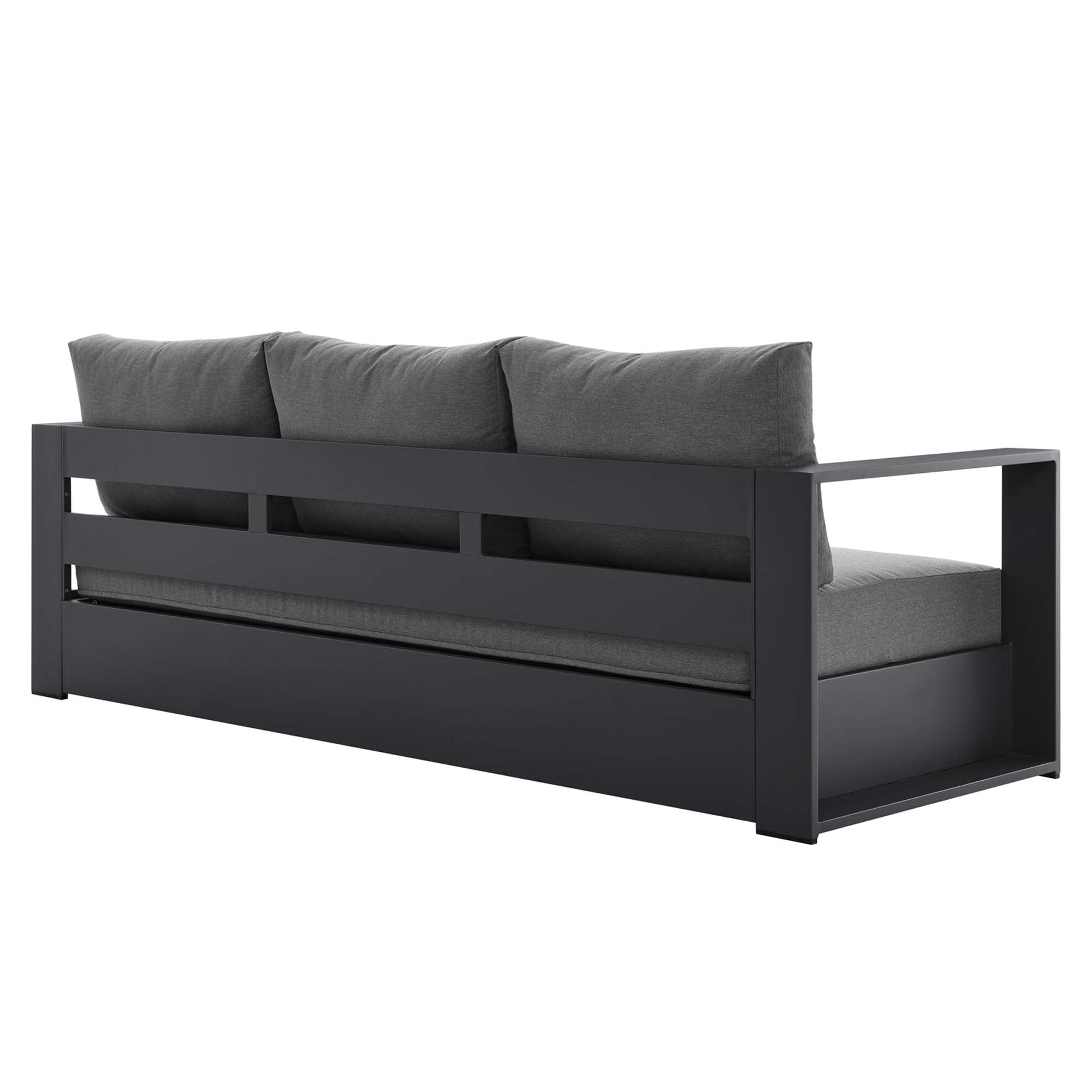 Tahoe Outdoor Patio Powder-Coated Aluminum Sofa, Gray Charcoal