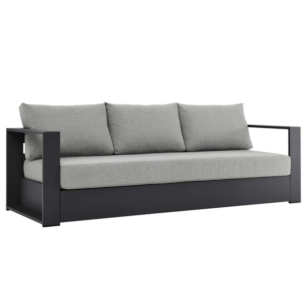 Tahoe Outdoor Patio Powder-Coated Aluminum Sofa, Gray Gray