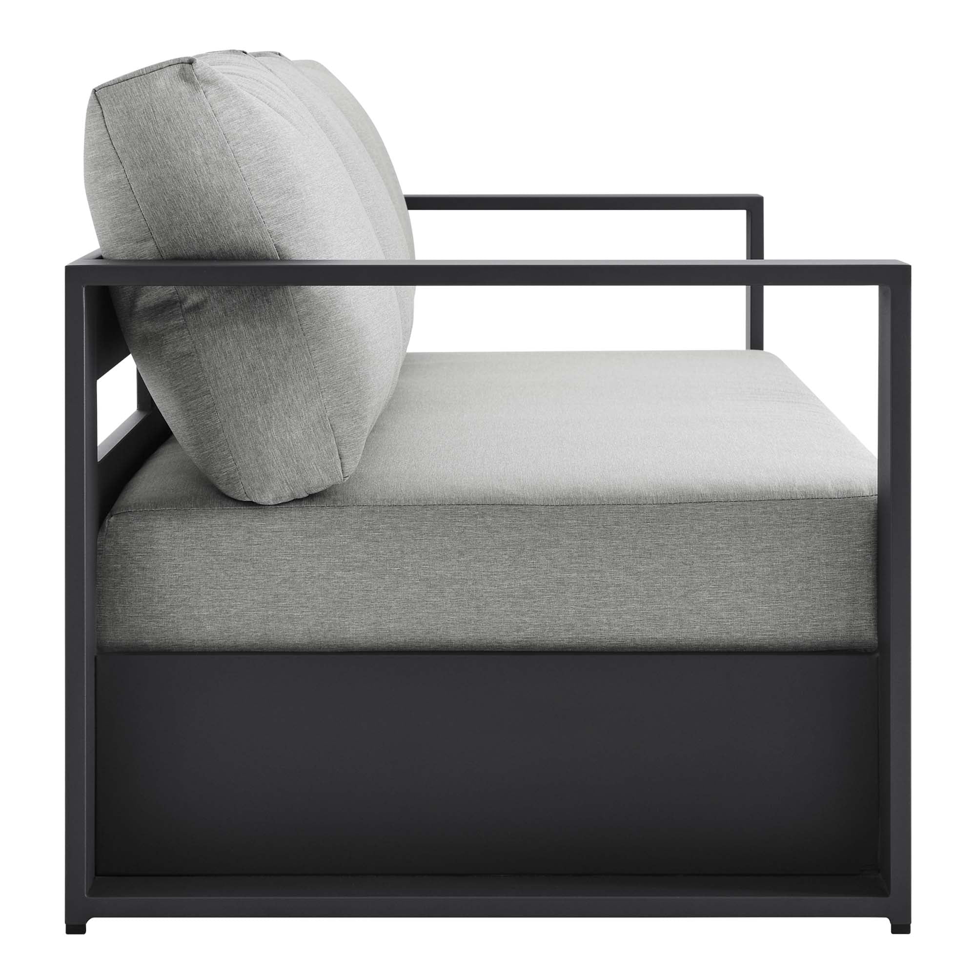 Tahoe Outdoor Patio Powder-Coated Aluminum Sofa, Gray Gray