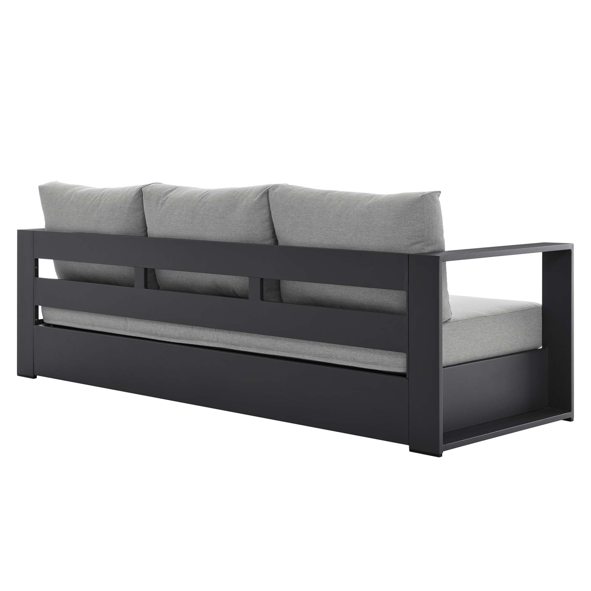 Tahoe Outdoor Patio Powder-Coated Aluminum Sofa, Gray Gray