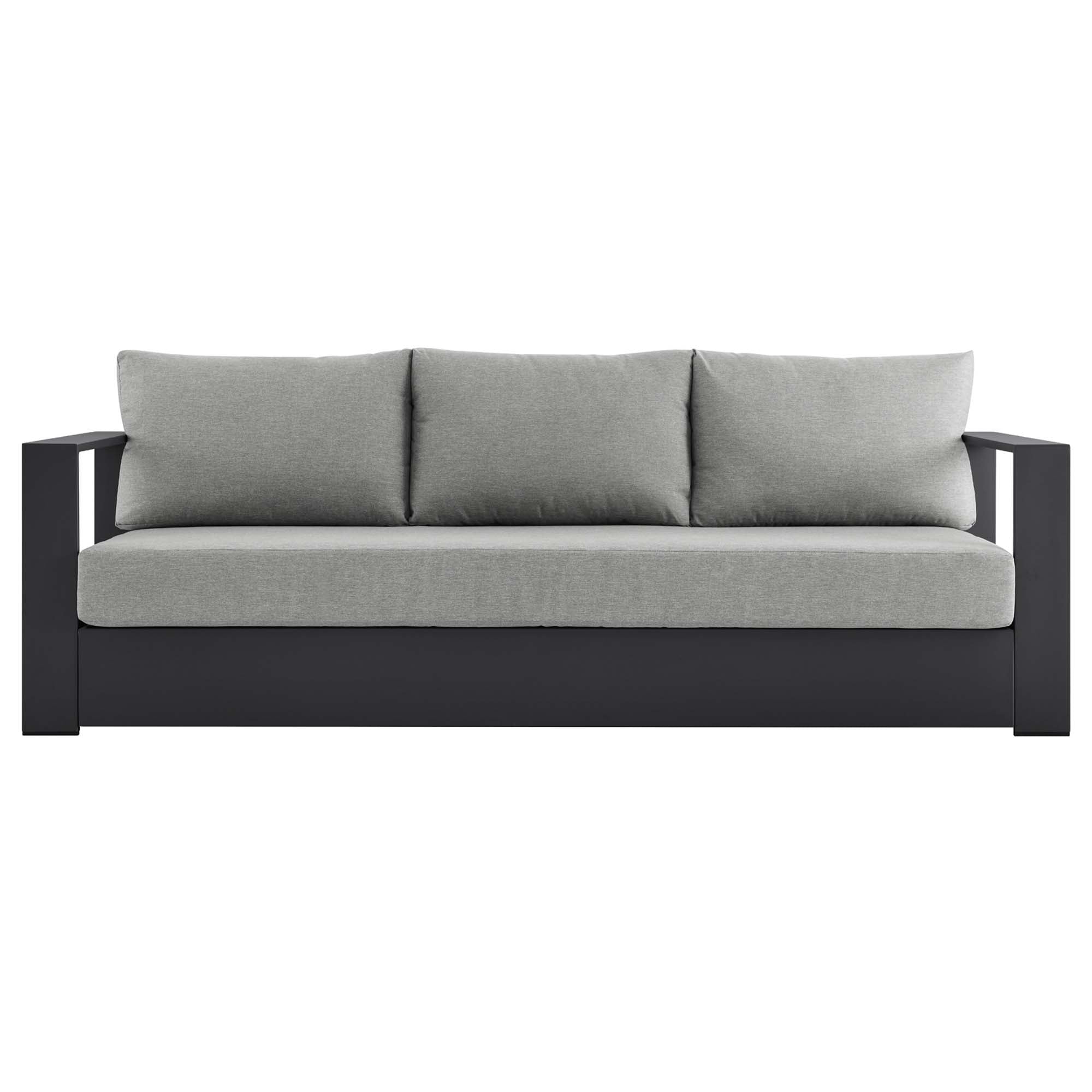 Tahoe Outdoor Patio Powder-Coated Aluminum Sofa, Gray Gray