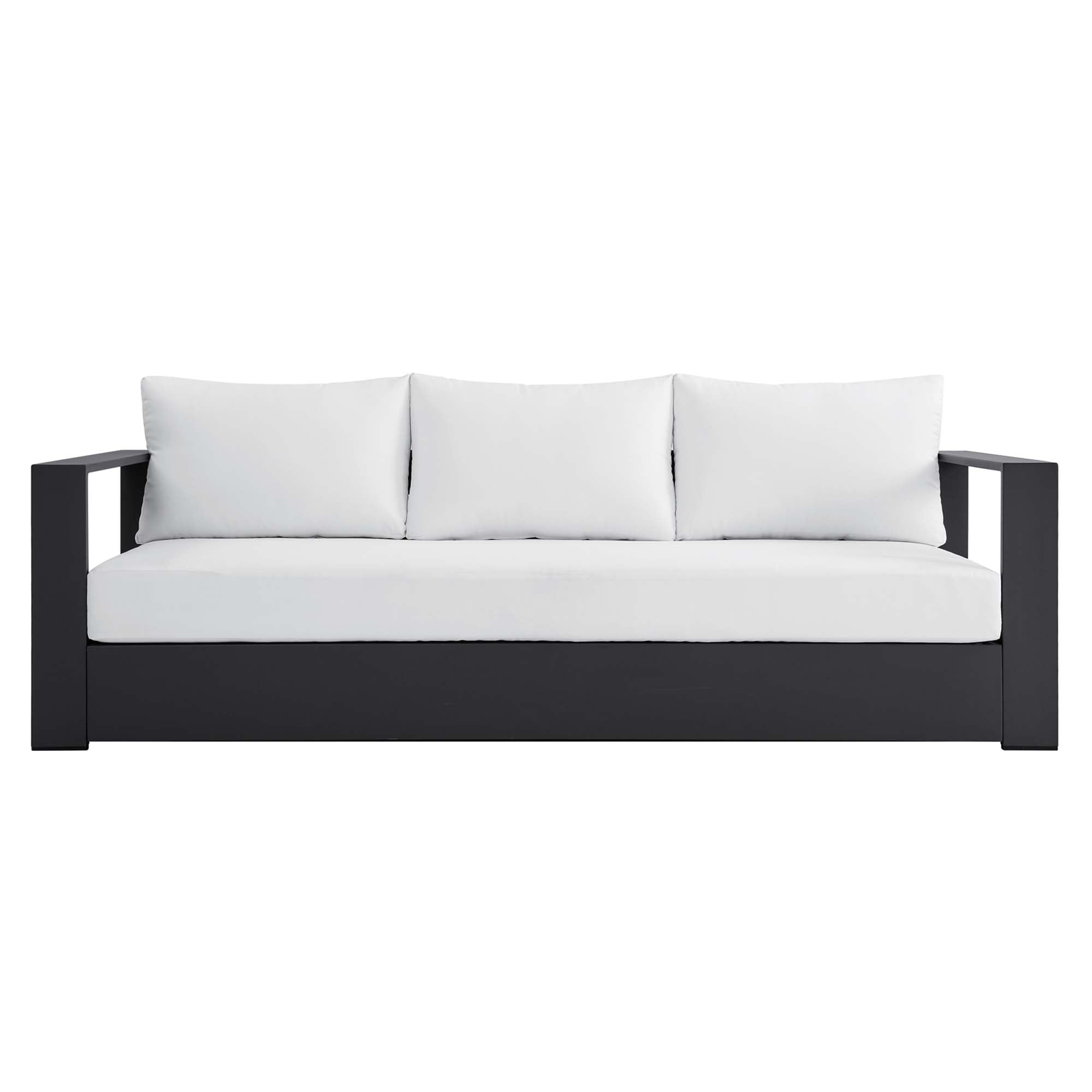 Tahoe Outdoor Patio Powder-Coated Aluminum Sofa, Gray White