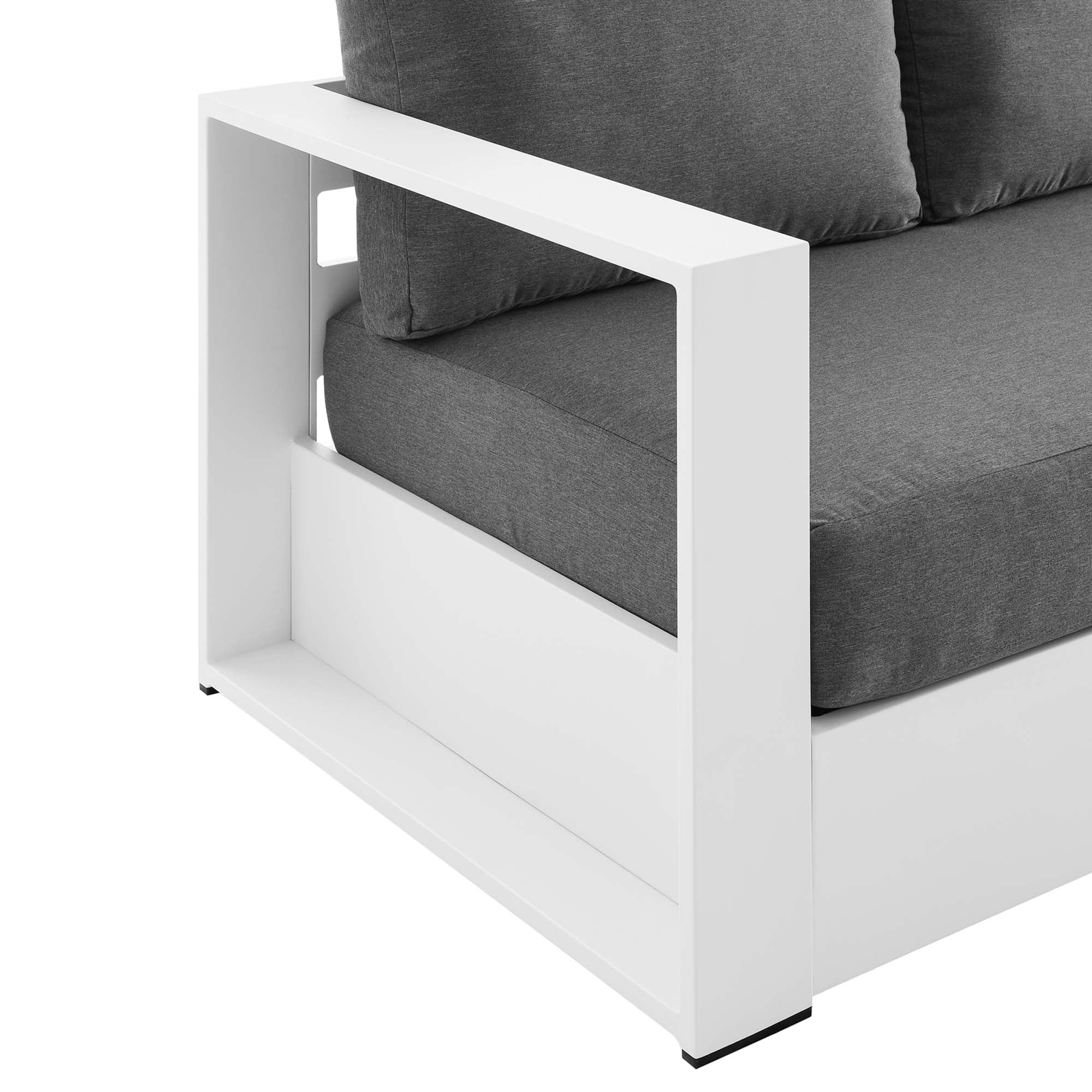 Tahoe Outdoor Patio Powder-Coated Aluminum Sofa, White Charcoal