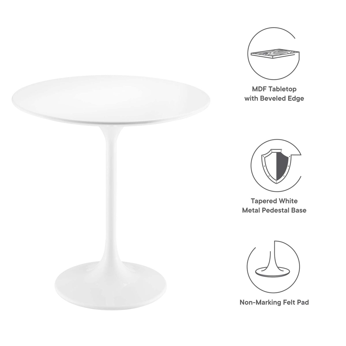 Lippa 20" Round Wood Side Table, White White