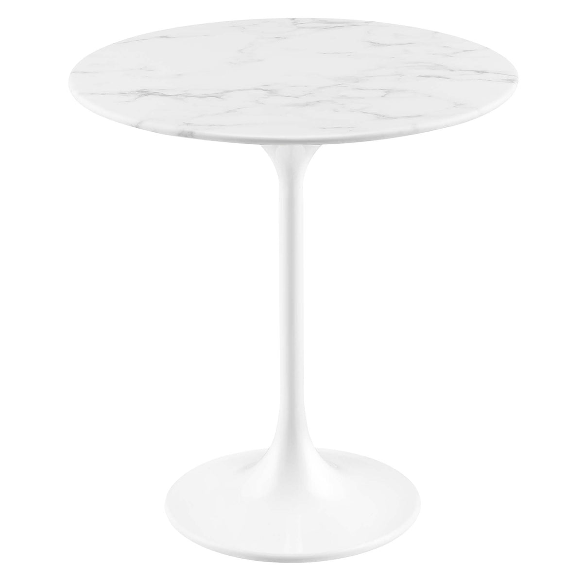Lippa 20" Round Faux Marble Side Table, White White