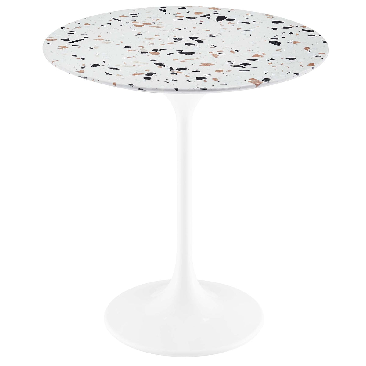 Lippa 20" Round Terrazzo Side Table, White Terrazzo
