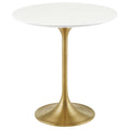 Lippa 20" Round Wood Side Table, Gold White