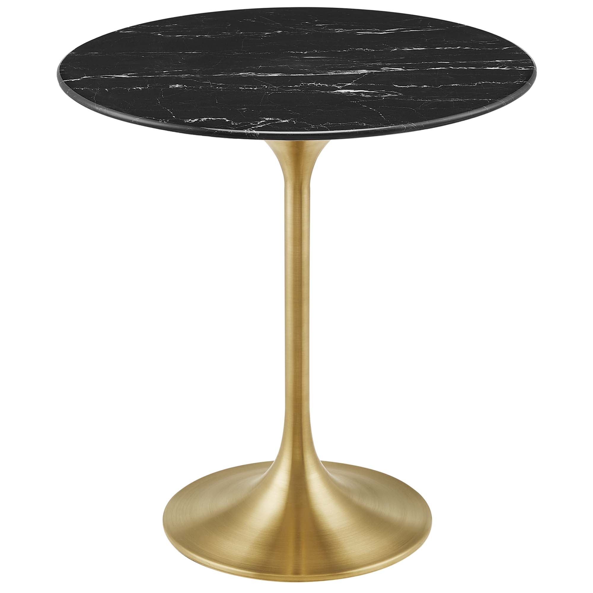 Lippa 20" Round Faux Marble Side Table, Gold Black