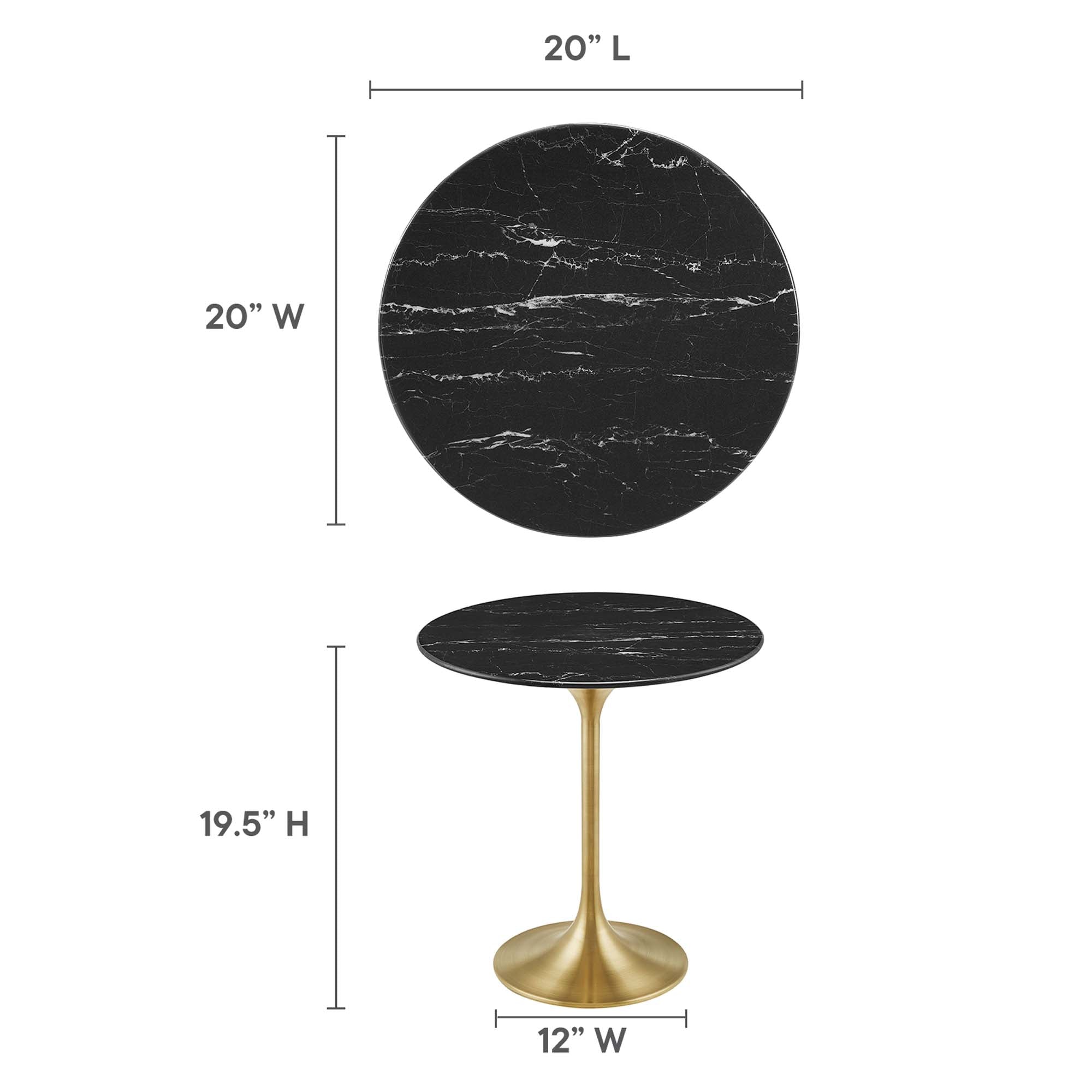 Lippa 20" Round Faux Marble Side Table, Gold Black