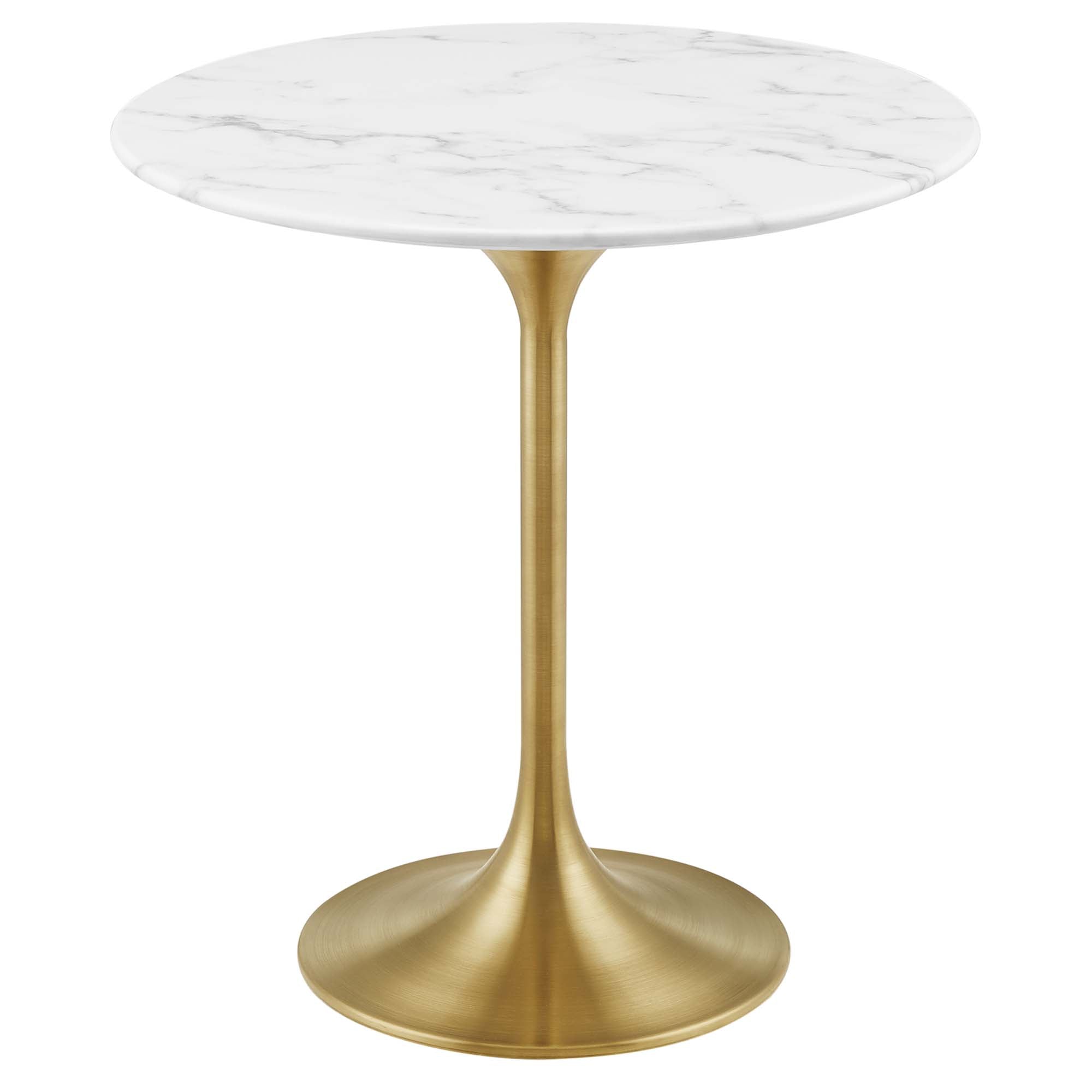 Lippa 20" Round Faux Marble Side Table, Gold White
