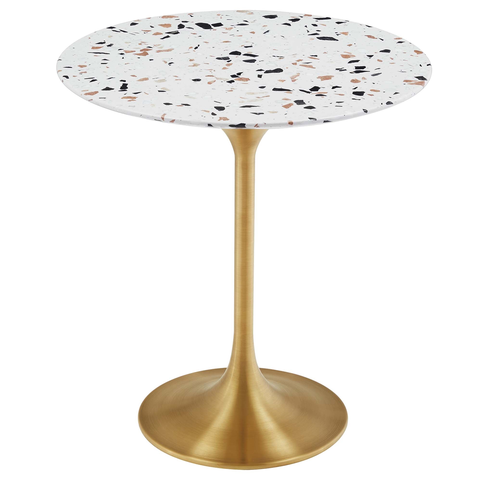 Lippa 20" Round Terrazzo Side Table, Gold Terrazzo