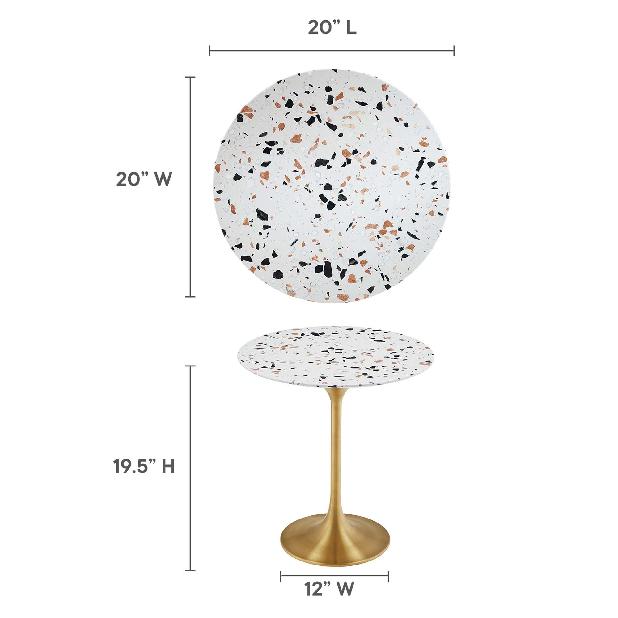 Lippa 20" Round Terrazzo Side Table, Gold Terrazzo