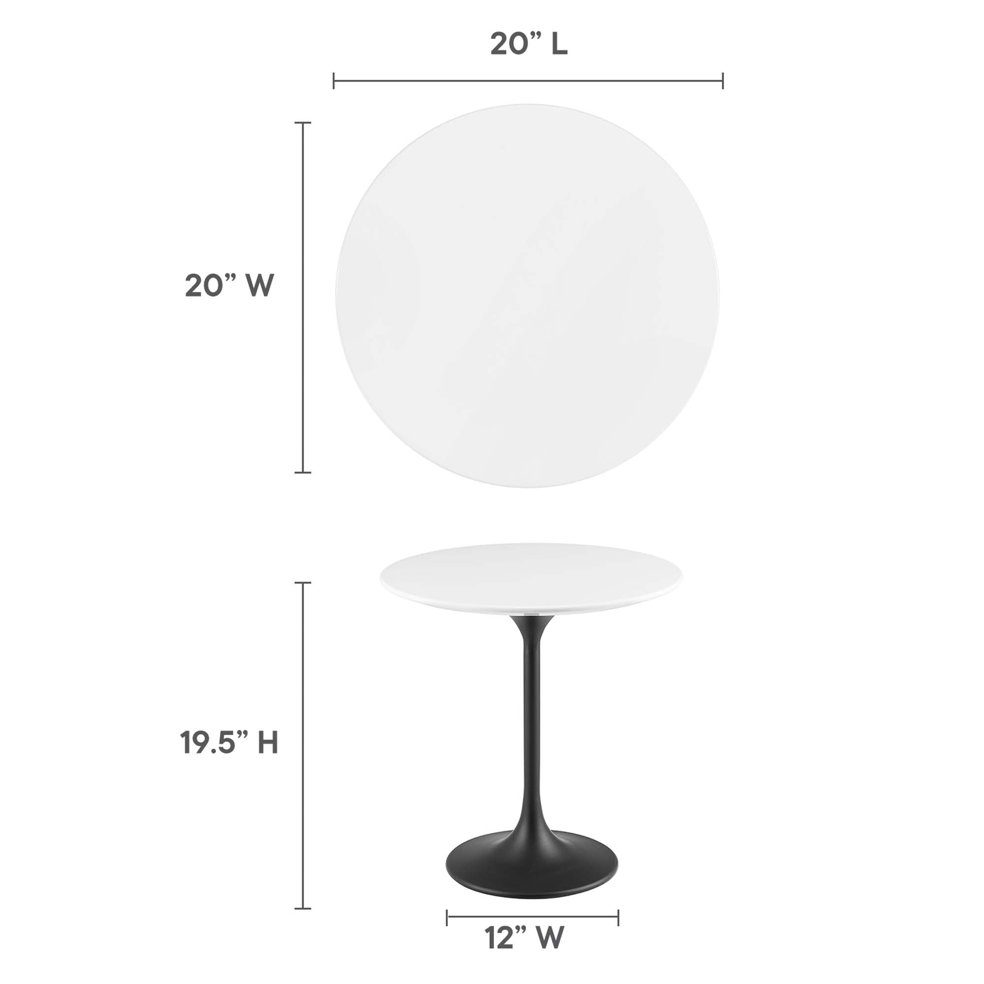 Lippa 20" Round Wood Side Table, Black White