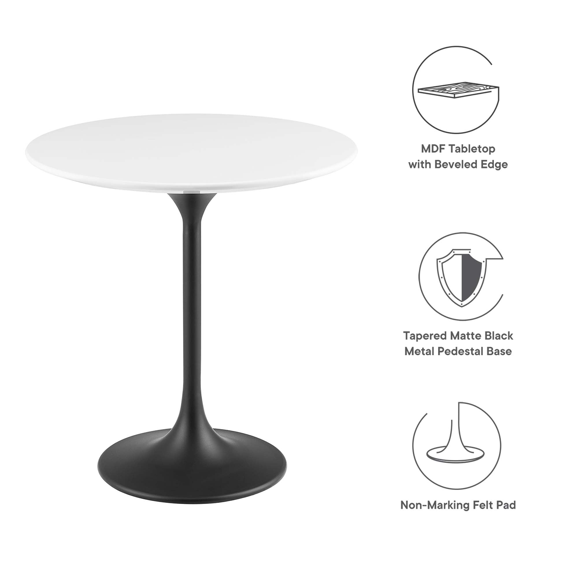 Lippa 20" Round Wood Side Table, Black White