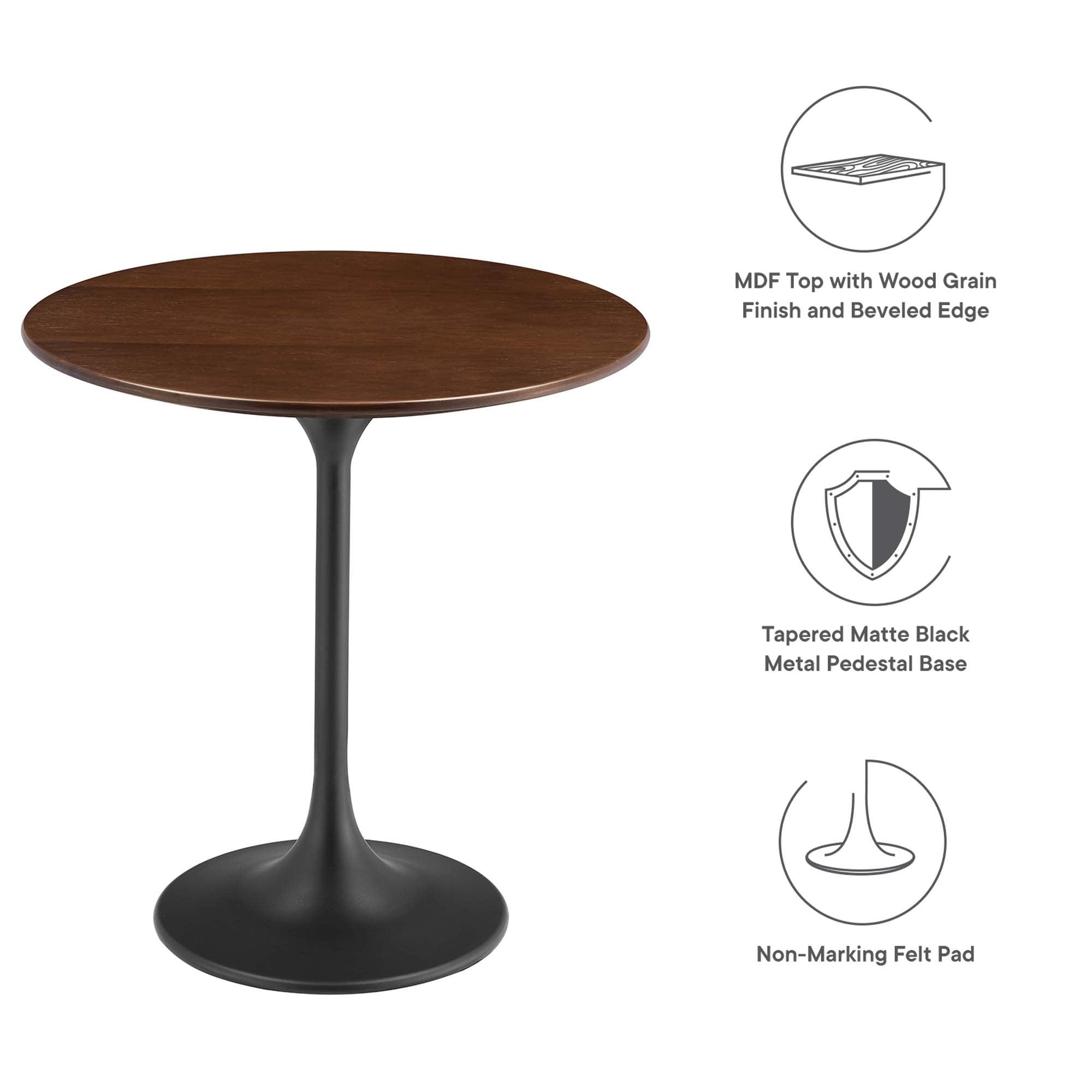 Lippa 20" Round Wood Side Table, Black Walnut