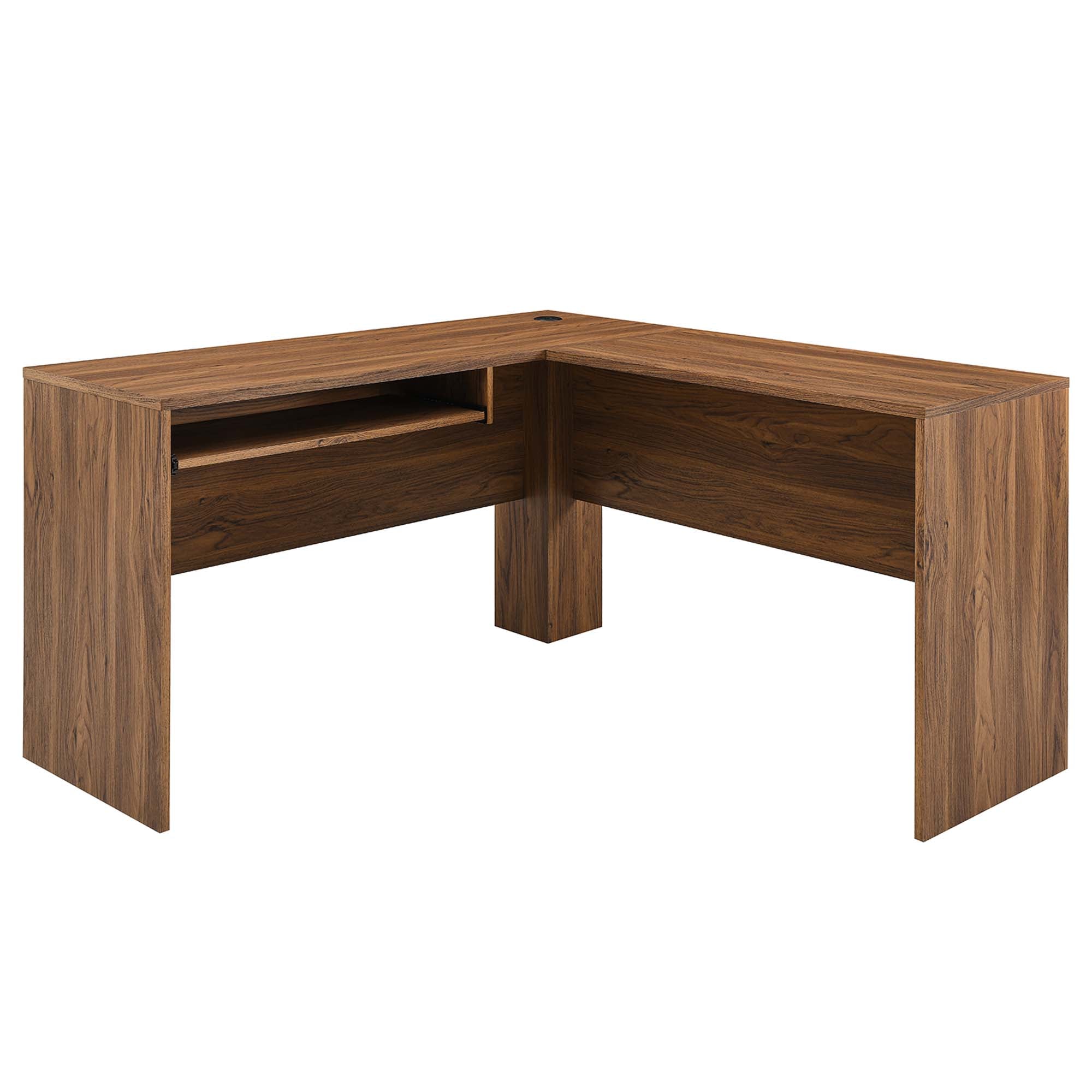 Venture L-Shaped Wood Office Desk, Walnut
