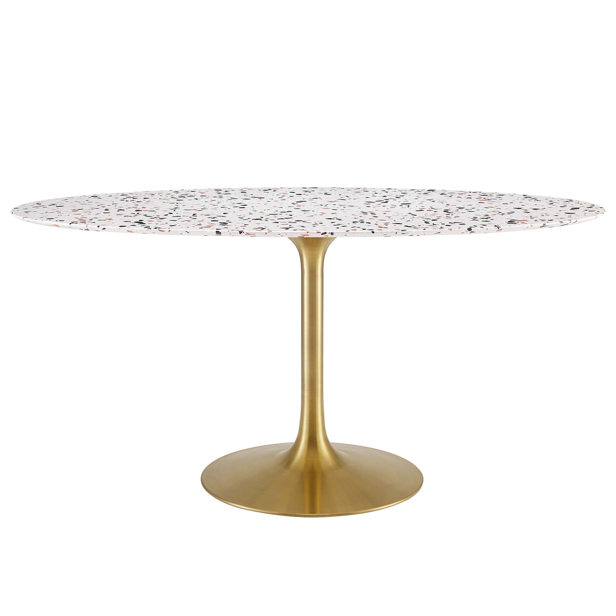 Lippa 60" Oval Terrazzo Dining Table, Gold White
