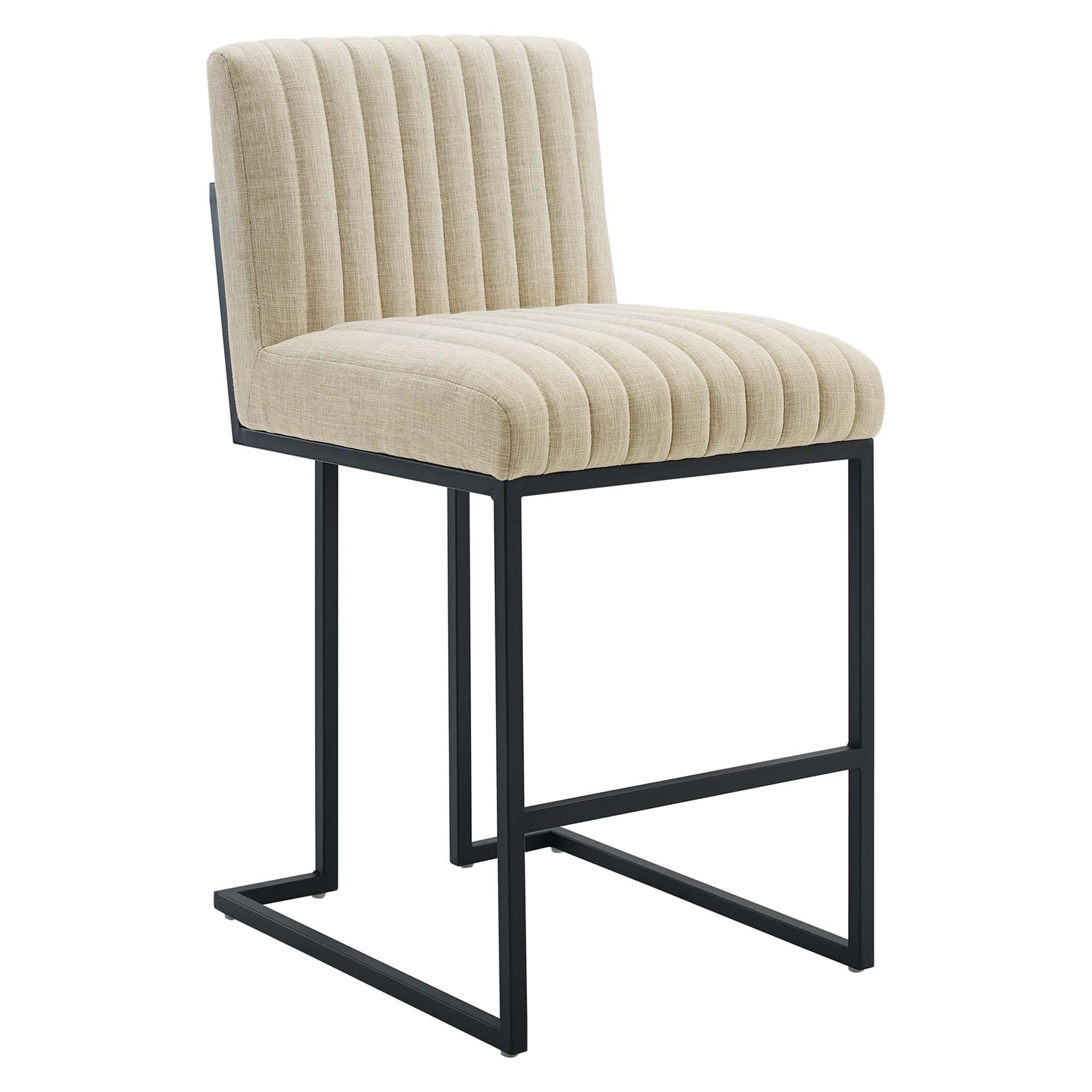 Indulge Channel Tufted Fabric Counter Stools Set of 2, Beige