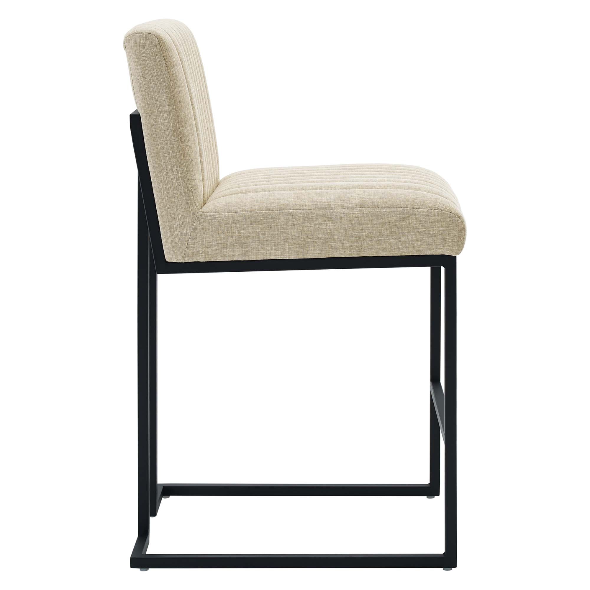 Indulge Channel Tufted Fabric Counter Stools Set of 2, Beige
