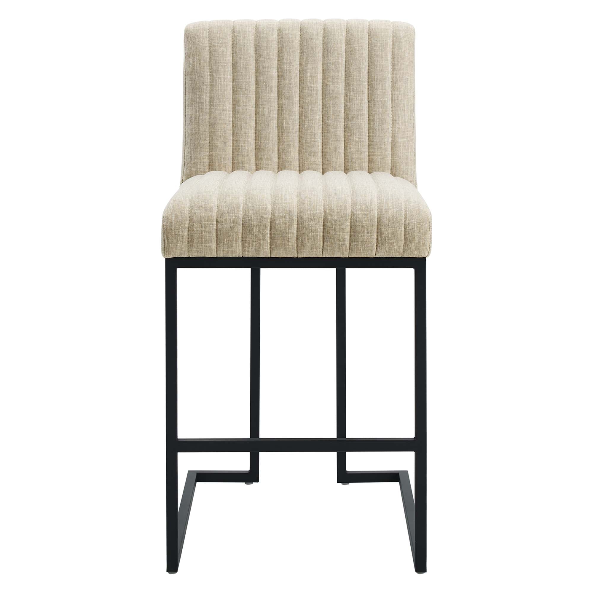 Indulge Channel Tufted Fabric Counter Stools Set of 2, Beige