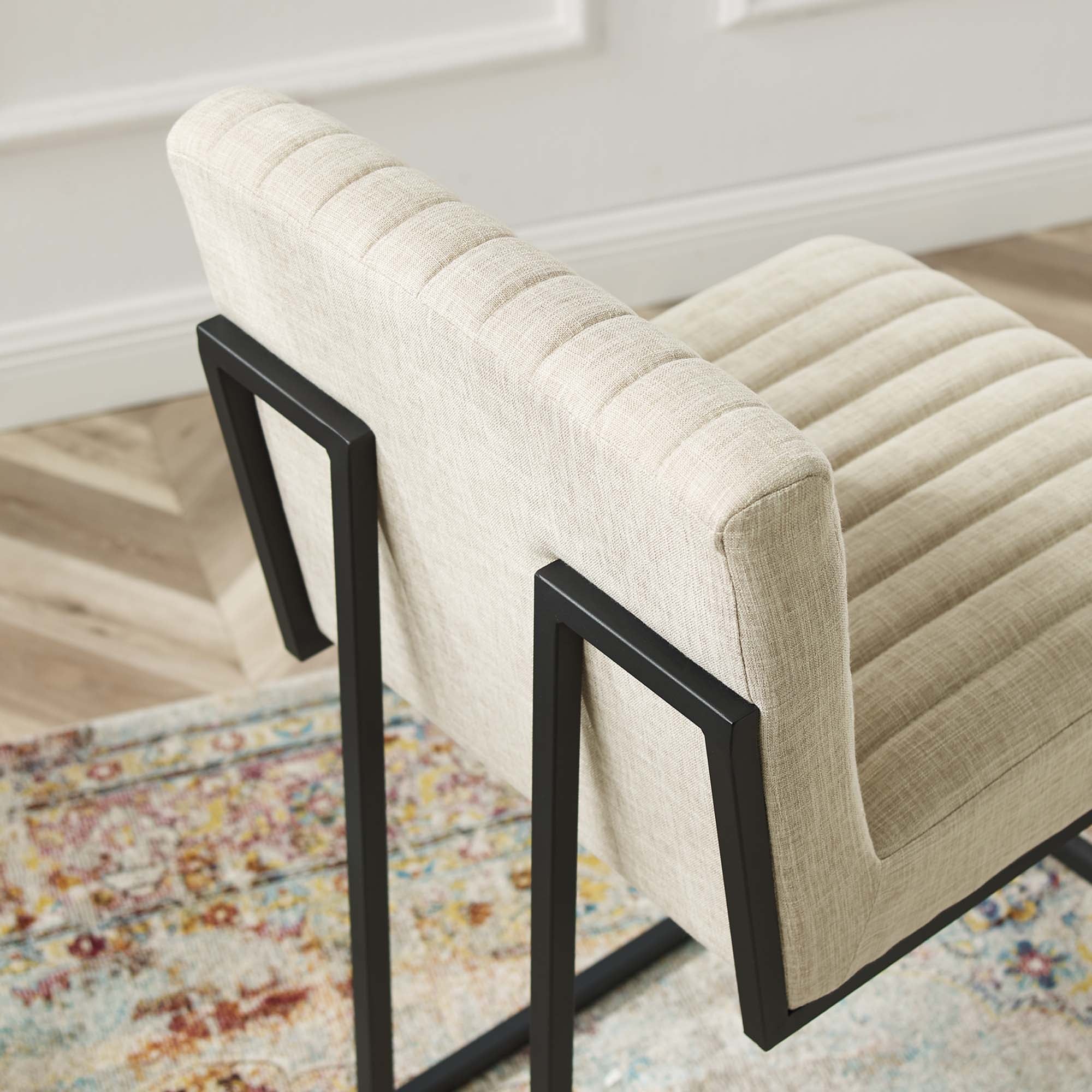 Indulge Channel Tufted Fabric Counter Stools Set of 2, Beige
