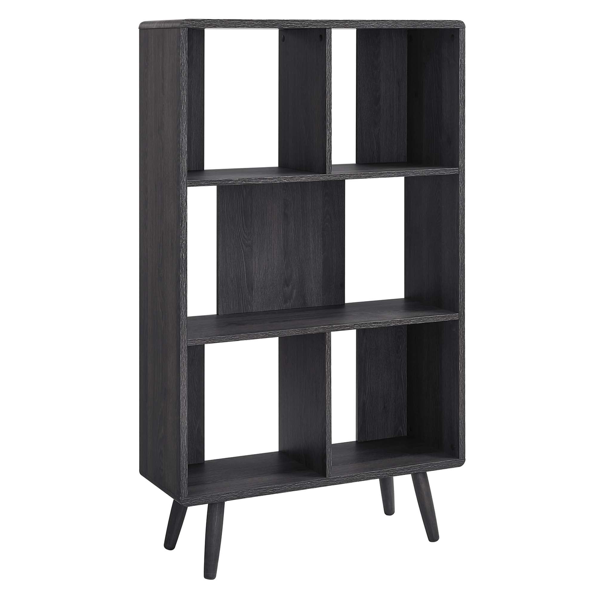 Transmit 5 Shelf Wood Grain Bookcase, Charcoal