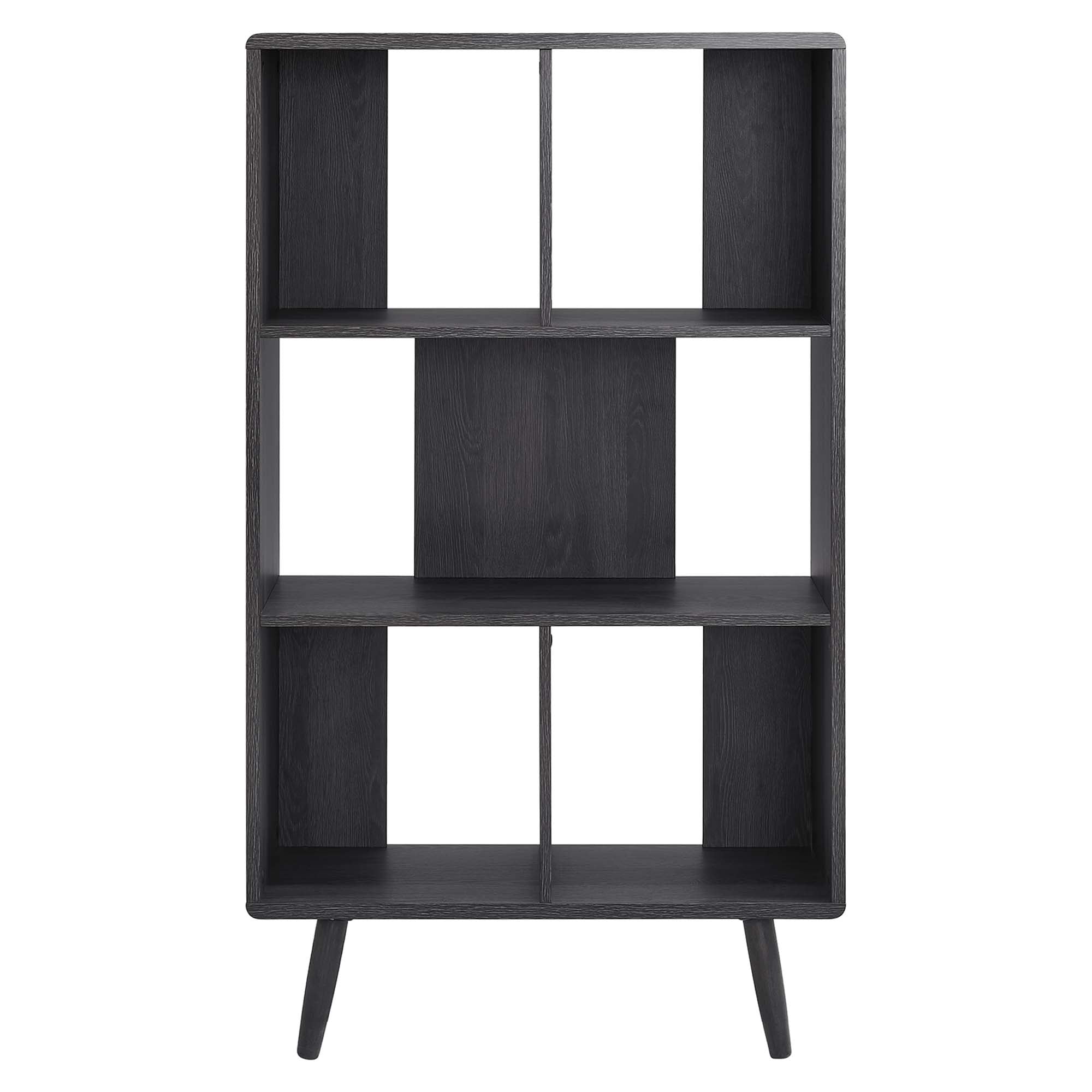 Transmit 5 Shelf Wood Grain Bookcase, Charcoal