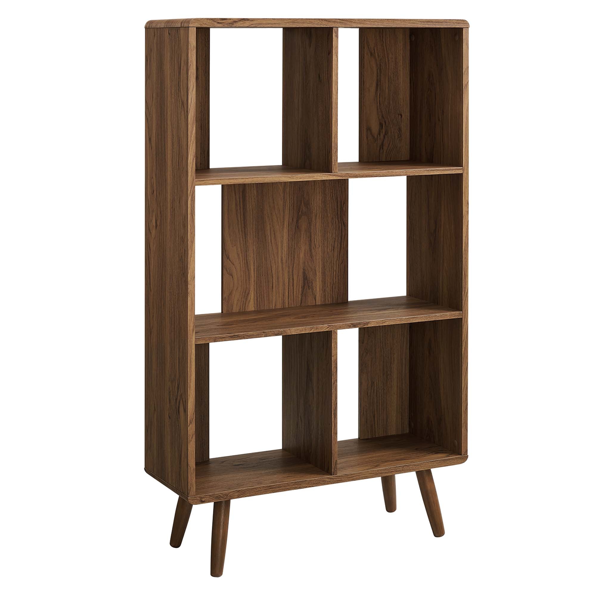 Transmit 5 Shelf Wood Grain Bookcase, Walnut