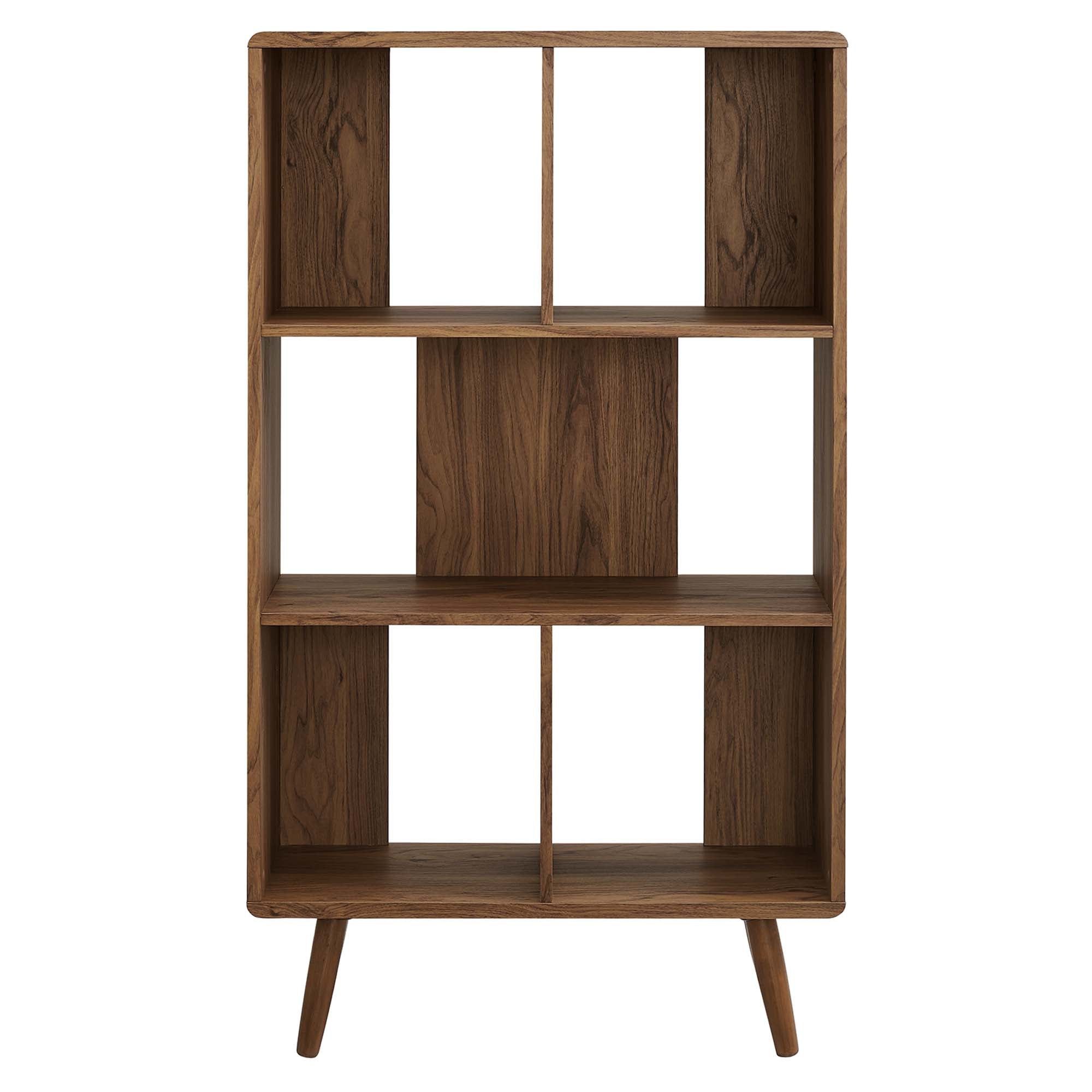 Transmit 5 Shelf Wood Grain Bookcase, Walnut