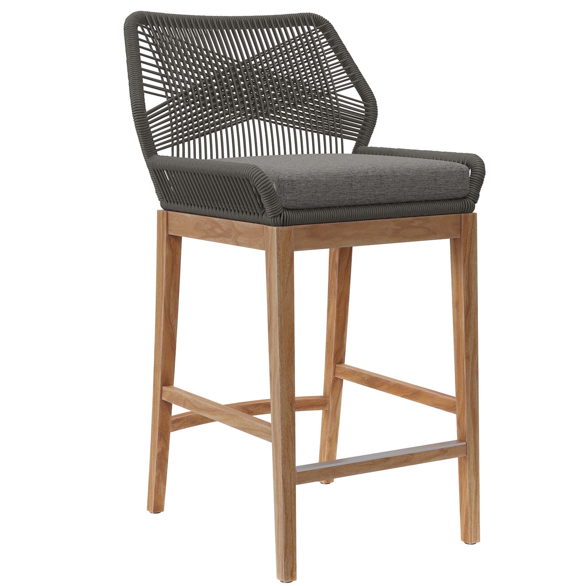 Wellspring 3-Piece Outdoor Patio Teak Wood Bar Set, Gray Graphite
