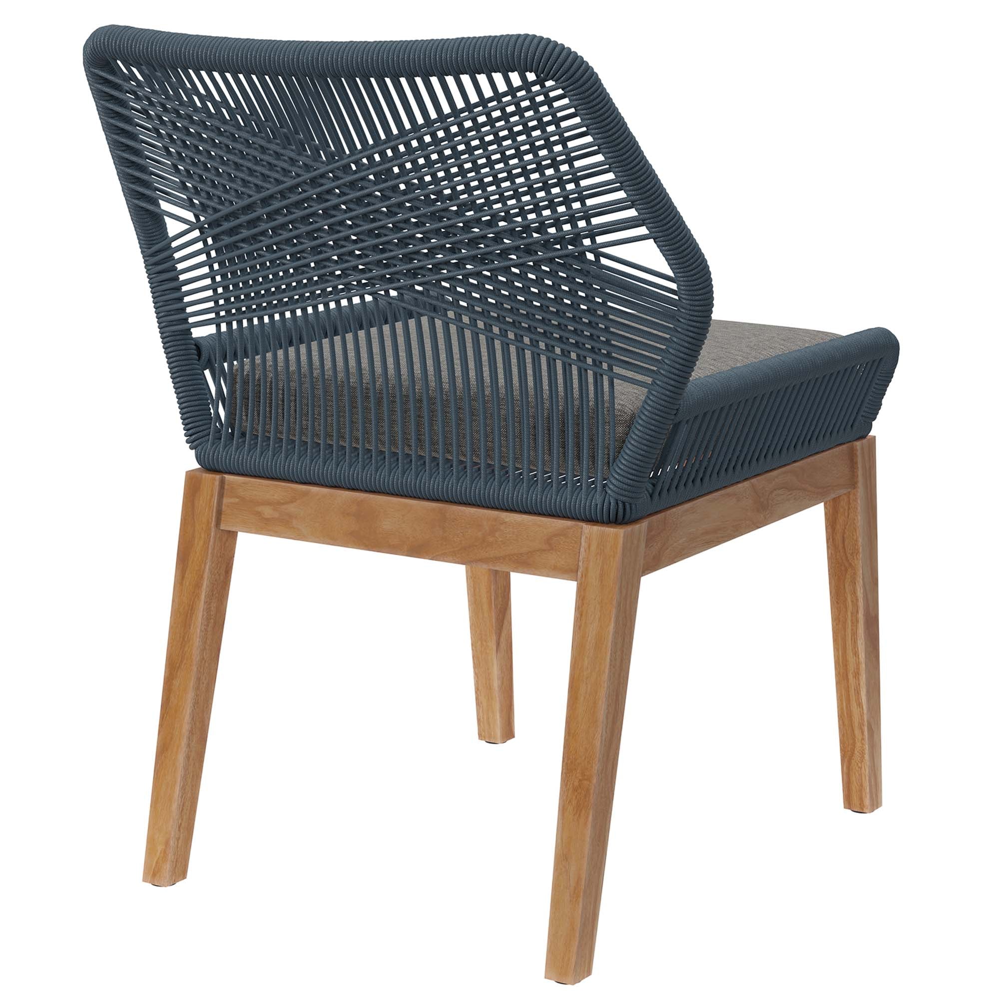 Wellspring Outdoor Patio Teak Wood Dining Chair, Blue Graphite