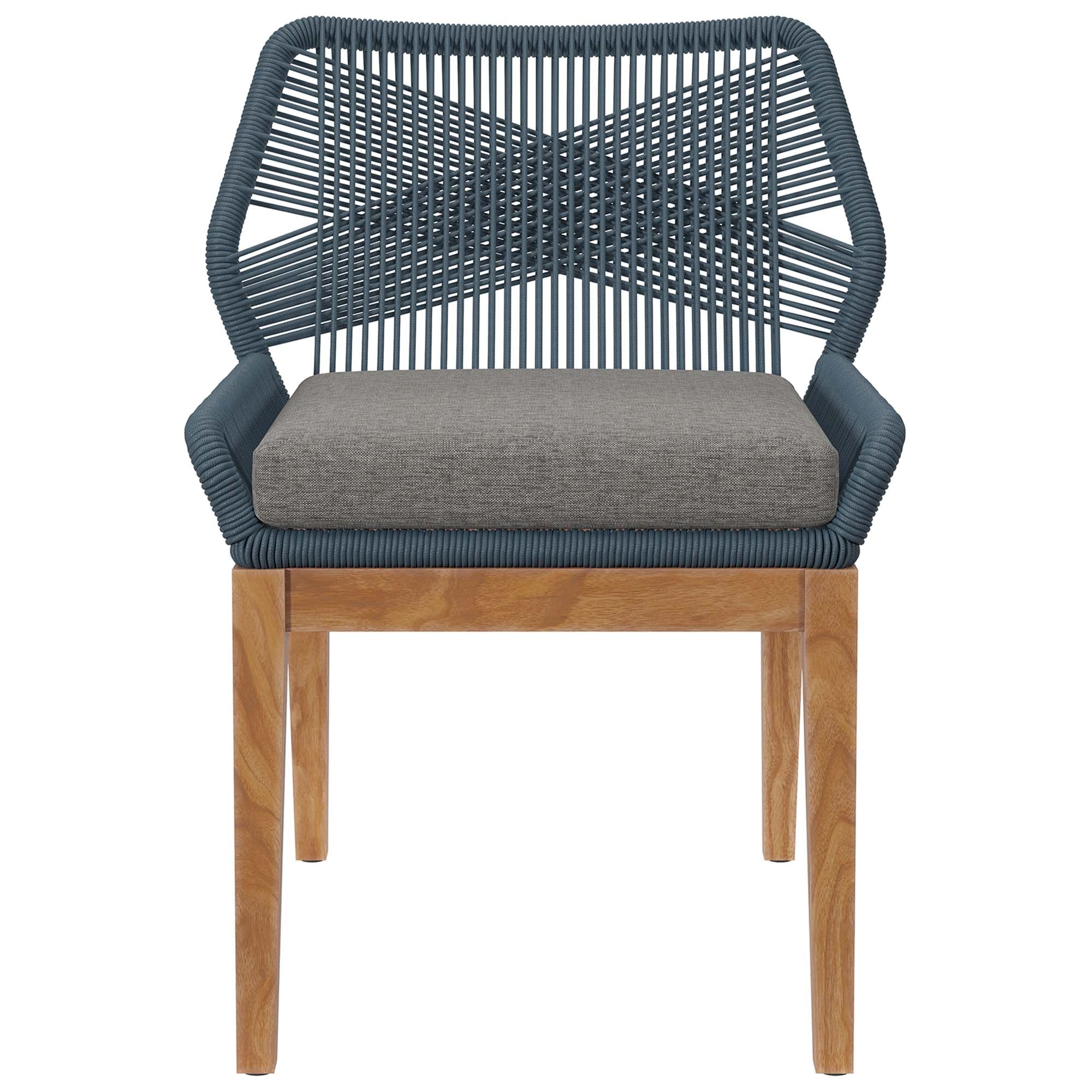 Wellspring Outdoor Patio Teak Wood Dining Chair, Blue Graphite