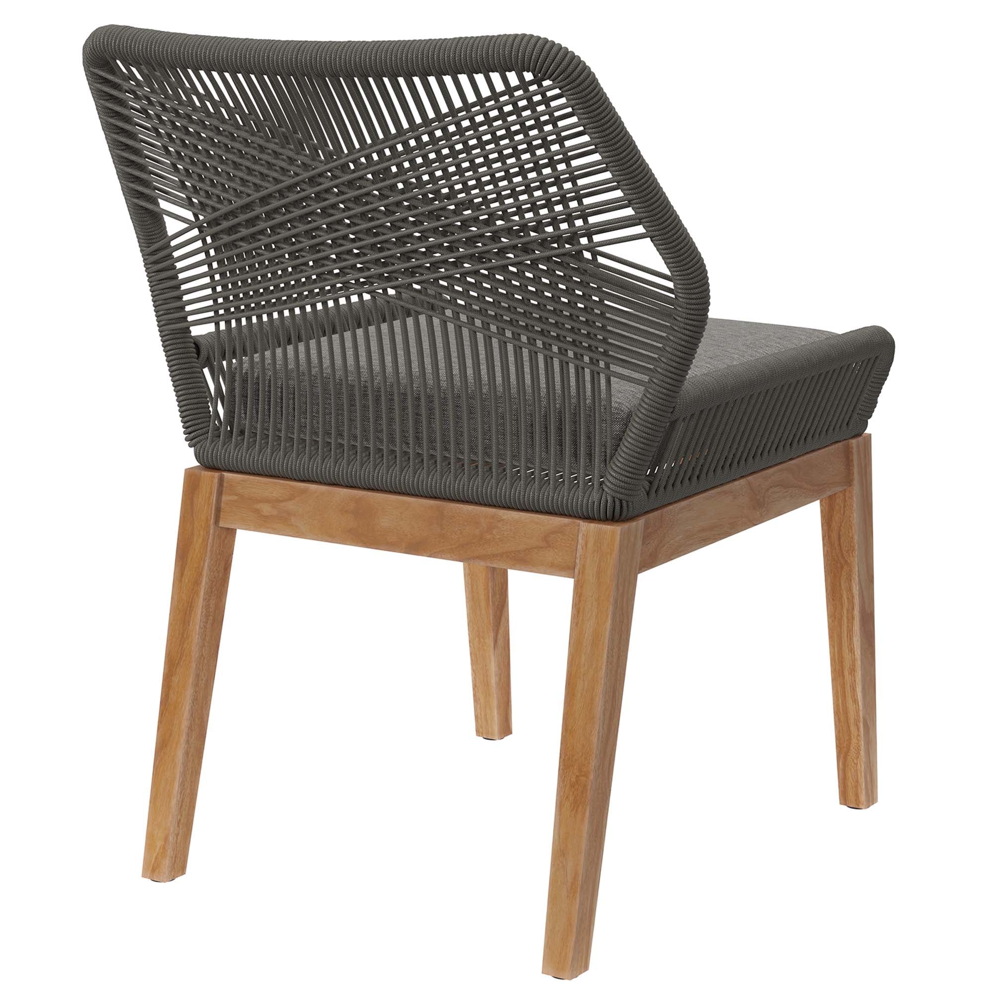 Wellspring Outdoor Patio Teak Wood Dining Chair, Gray Graphite