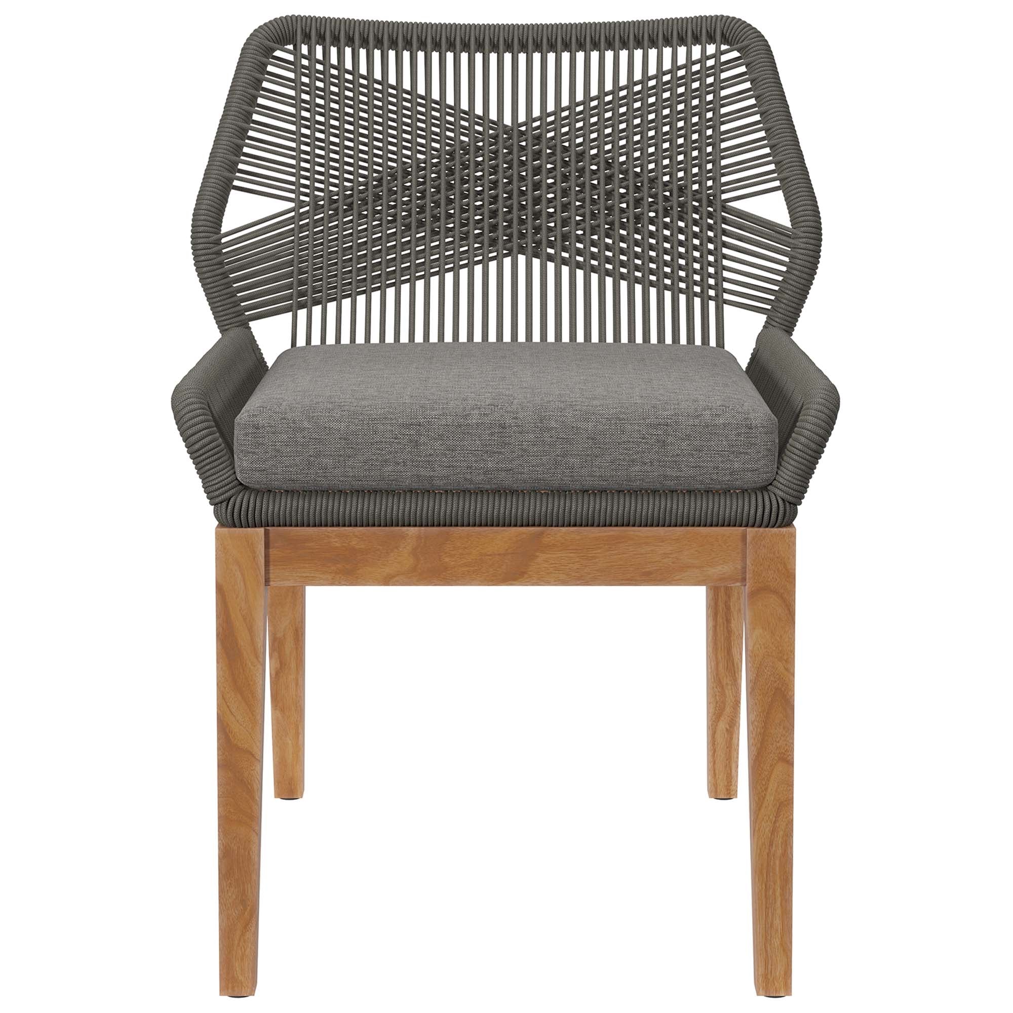 Wellspring Outdoor Patio Teak Wood Dining Chair, Gray Graphite