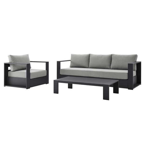 Tahoe 3-Piece Outdoor Patio Powder-Coated Aluminum Set, Gray Gray