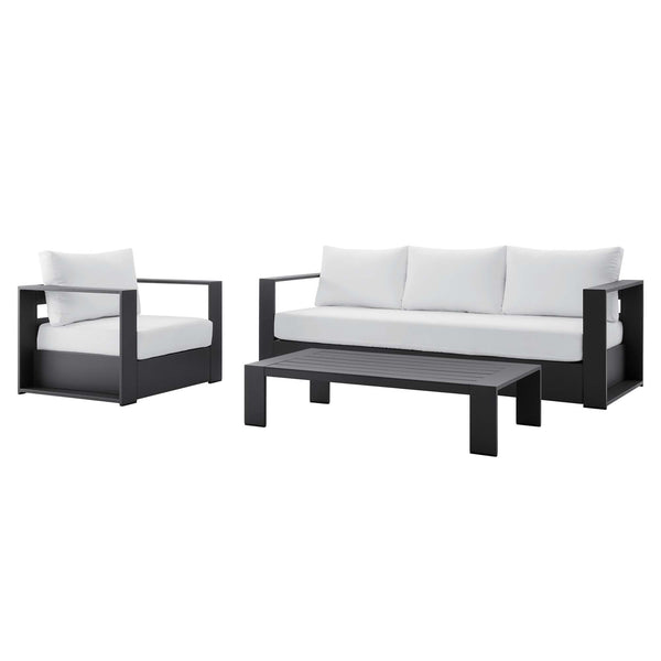 Tahoe 3-Piece Outdoor Patio Powder-Coated Aluminum Set, Gray White